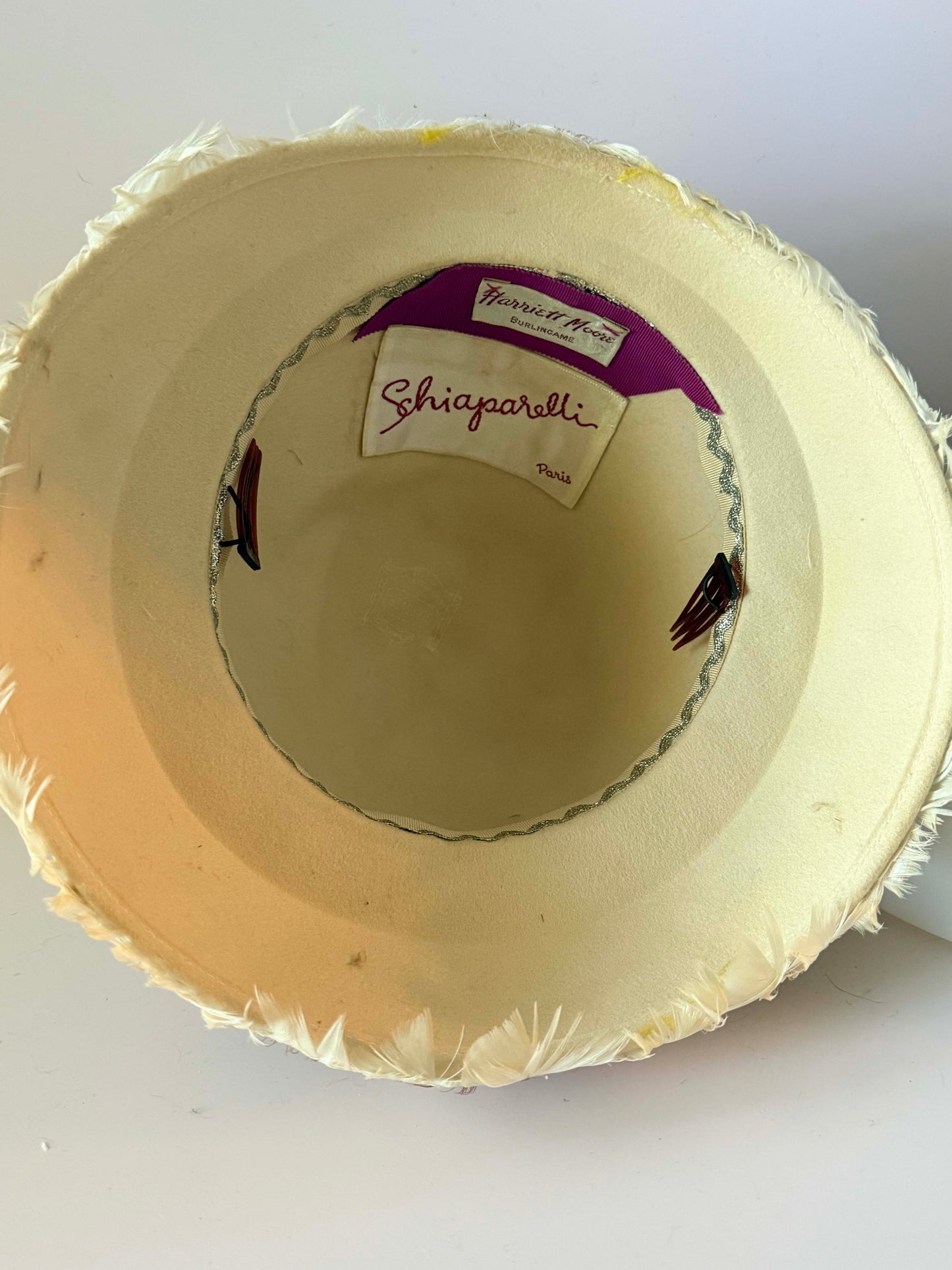 Vintage Schiaparelli Paris Feather Cocktail Hat | Henriette Marté Boutique | Designer Feather Hat | Haute Couture Millinery