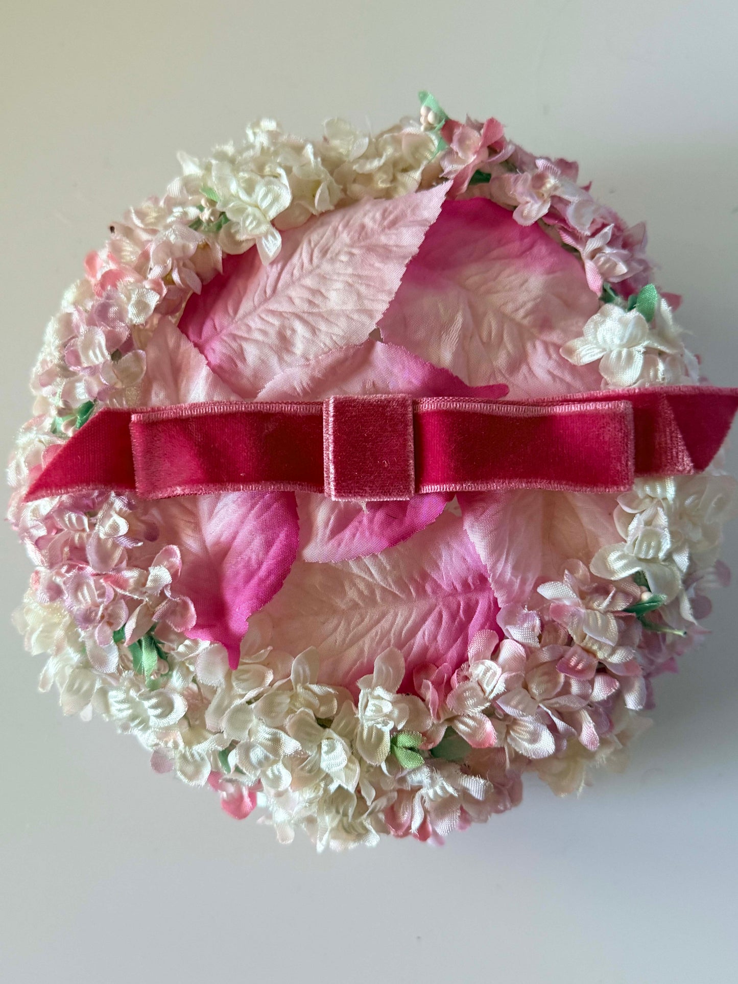 Vintage Pink Floral Half Hat Pink Ivory Flower Hat 1950s Tilt Hat Bridal Garden Party Hat Spring Easter Millinery