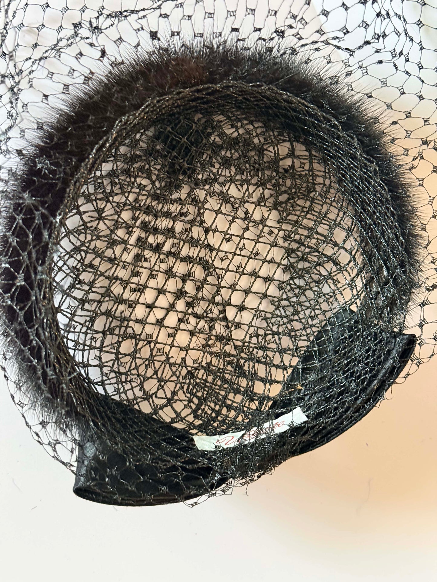 Vintage 1950s Valerie Modes Veiled Cocktail Hat – Mink Fur Trim Fascinator with Netting