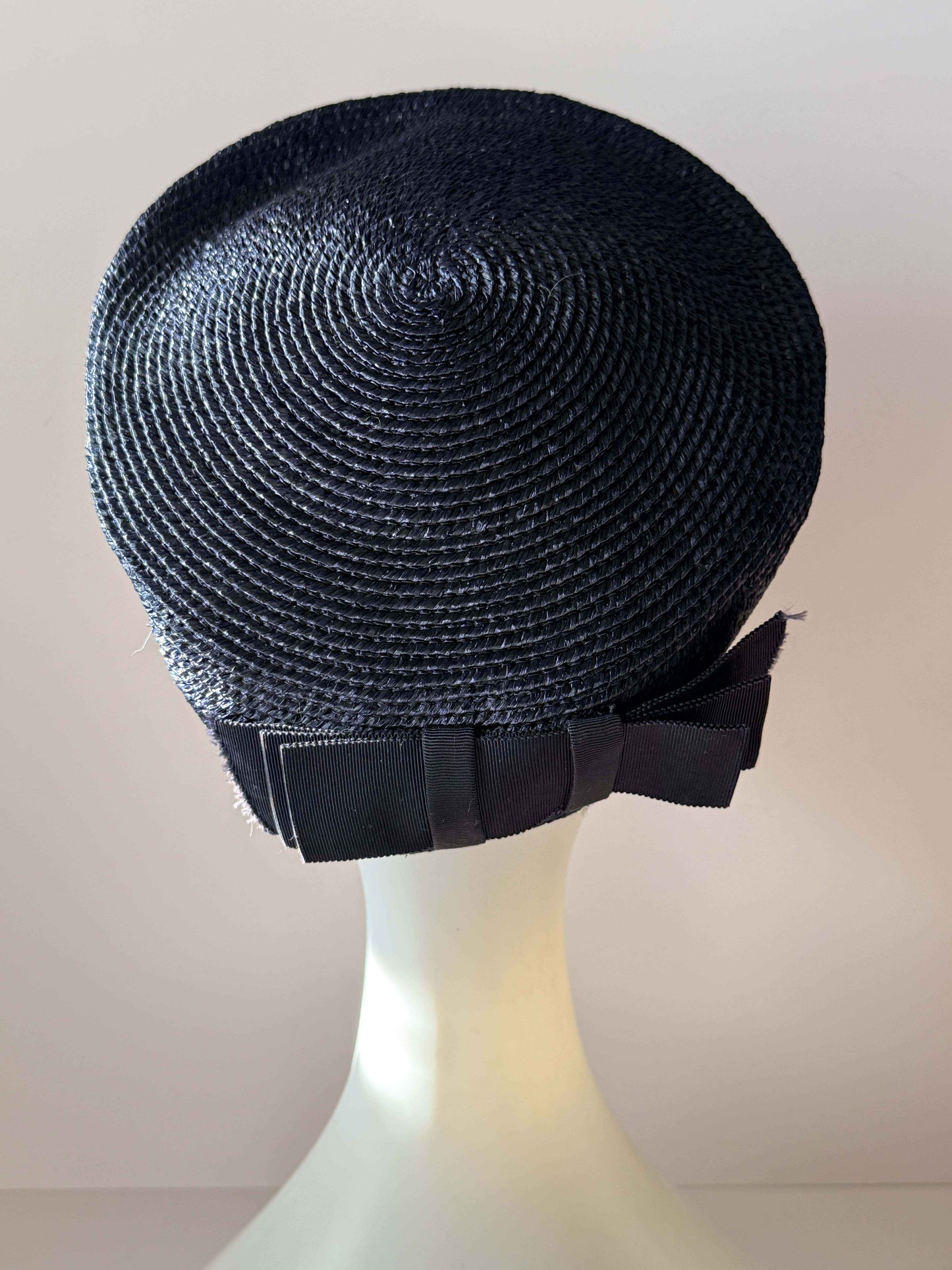 Vintage Navy Blue Straw Pillbox Hat by AMY New York | 1960s Structured Cocktail Hat | Designer Summer Millinery | Classic Mid Century Hat | Formal Occasion Hat