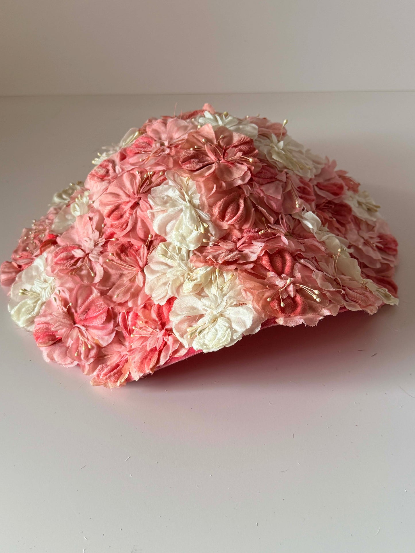 Vintage Pink Floral Picture Hat | 1950s Wide Brim Floral Hat | Romantic Garden Party Hat | Kentucky Derby Hat | Wedding Occasion Hat
