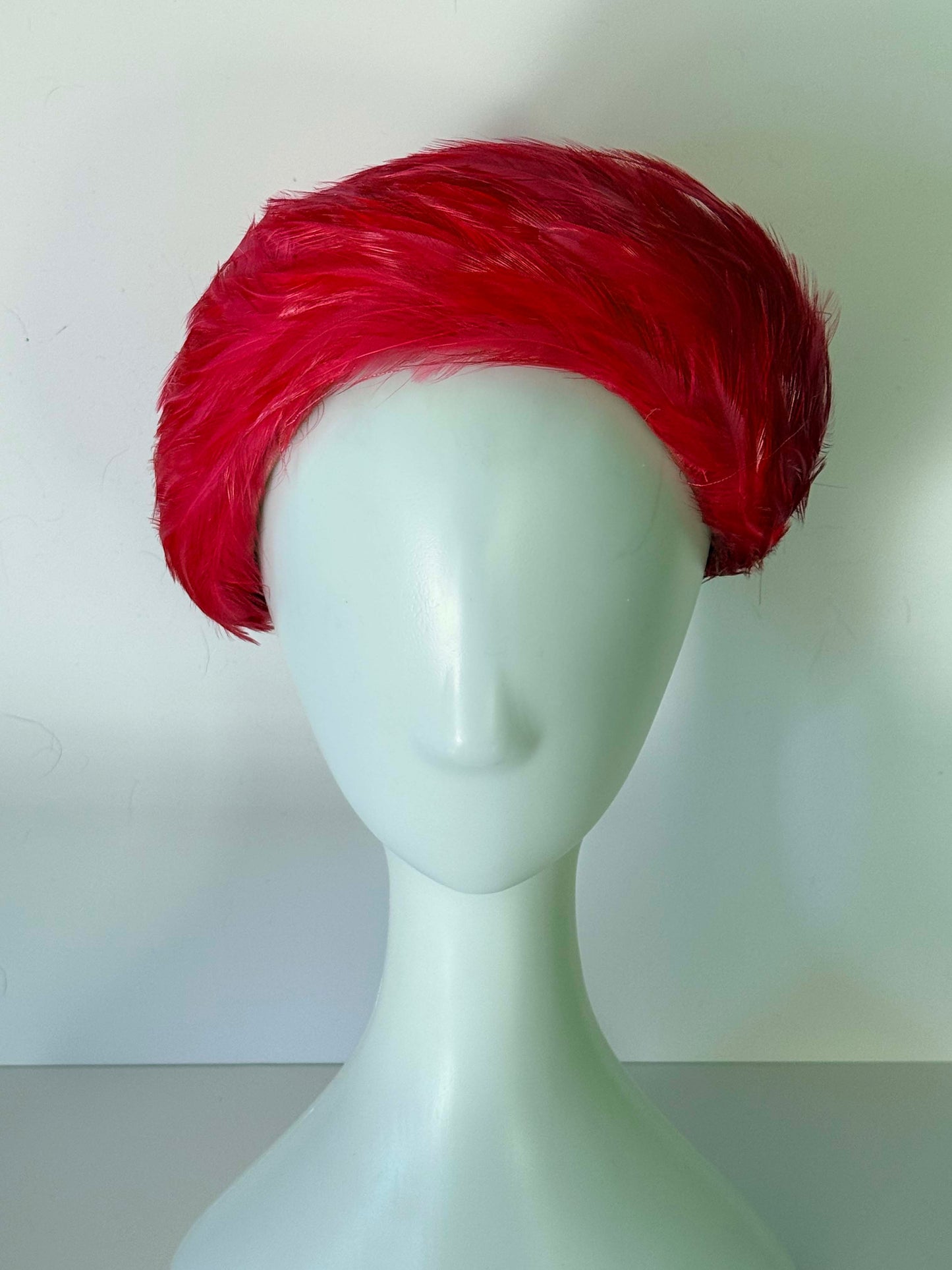 Vintage 1960s Bright Red Feather Hat – Eurona Belgium Feather Rockabilly Hat