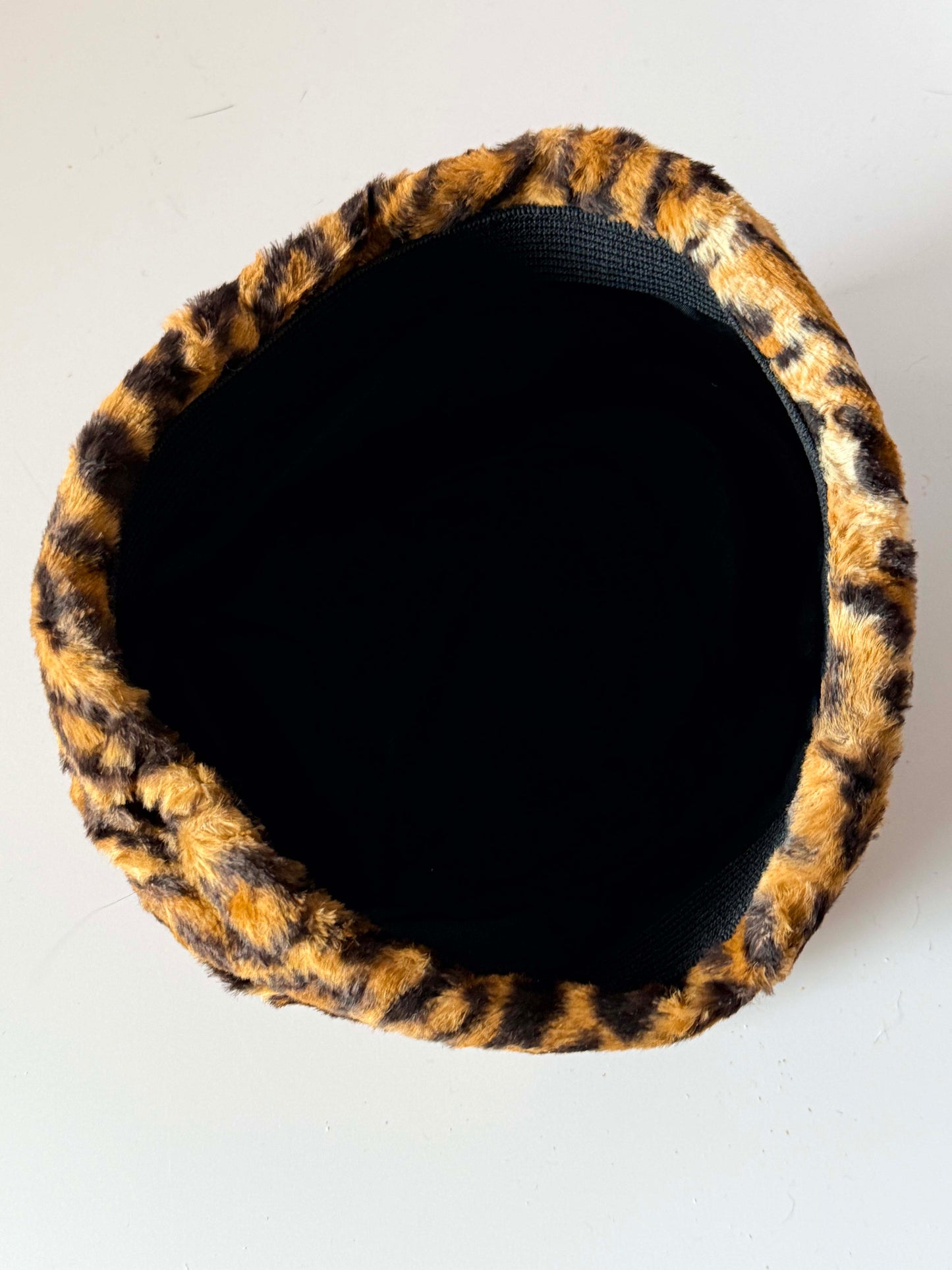 Vintage Leopard Faux Fur Bucket Hat | 1960s Mod Animal Print Winter Hat | Faux Fur Cloche | Retro Women's Hat