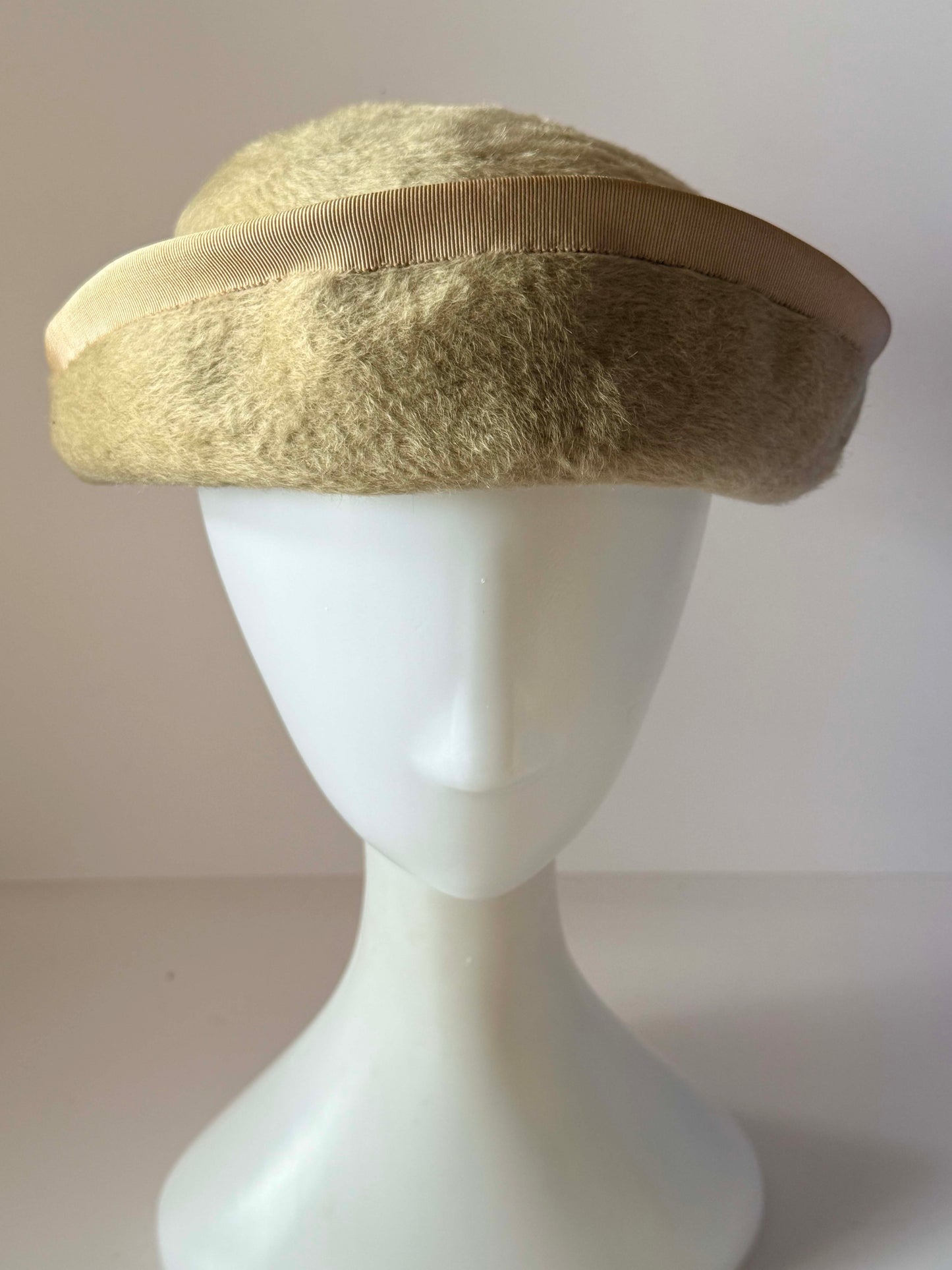 Vintage Carolee Paris Ivory Fur Felt Breton Hat | 1960s Designer Cocktail Hat | Ivory Winter Occasion Hat | Mid Century Millinery