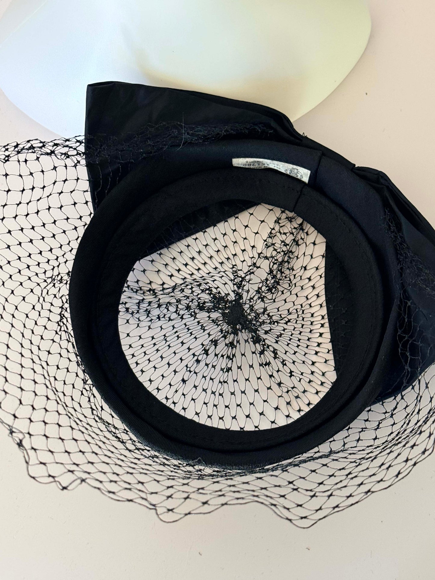 Vintage 1950s Black Cocktail Hat with Veil – Classic Mid-Century Bow Fascinator Hat