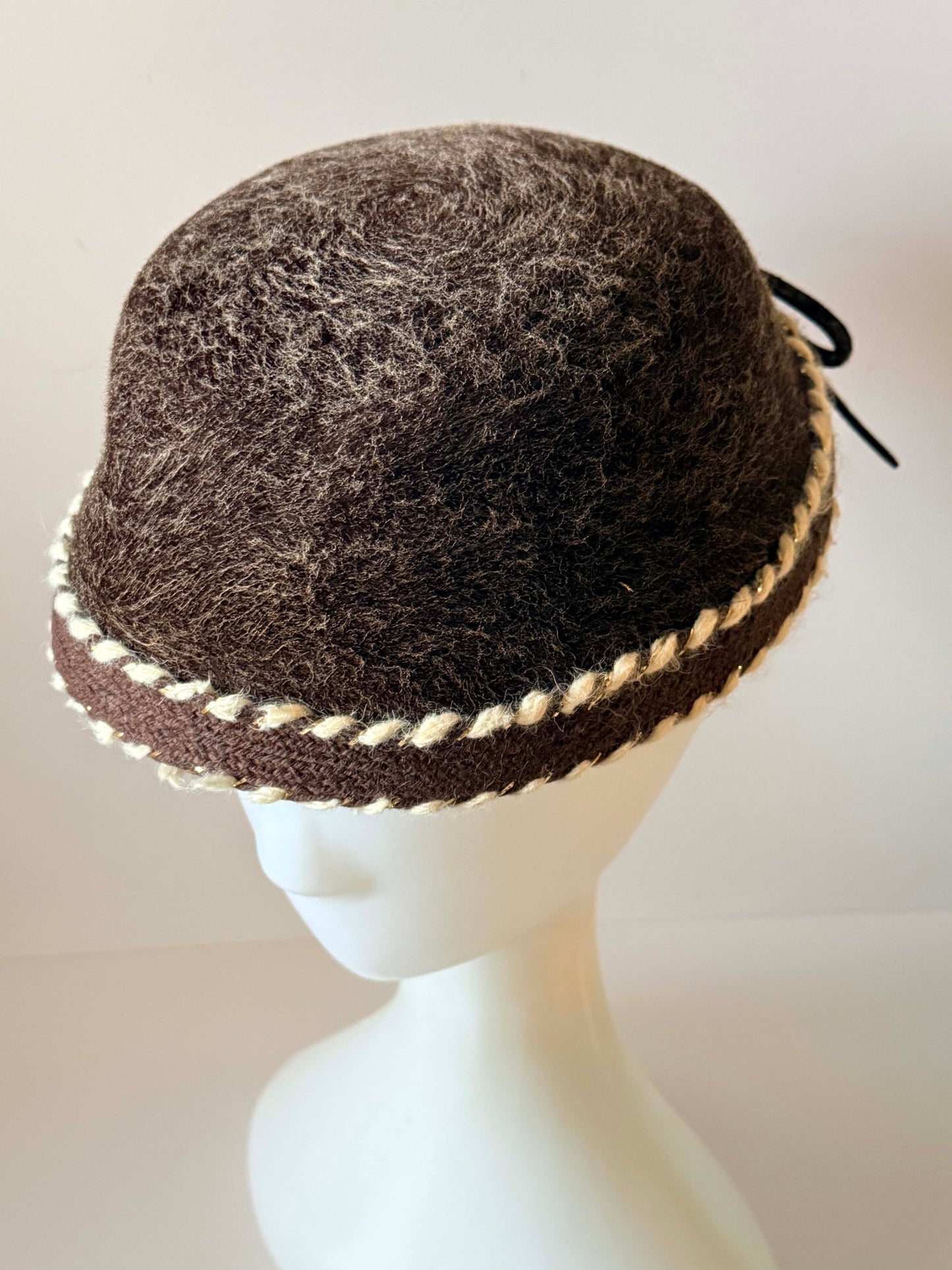 Vintage Gage Original Brown Cloche Hat, Brown Wool Felt Hat, Designer Hat, 1960s Winter Hat, Women's Vintage Millinery