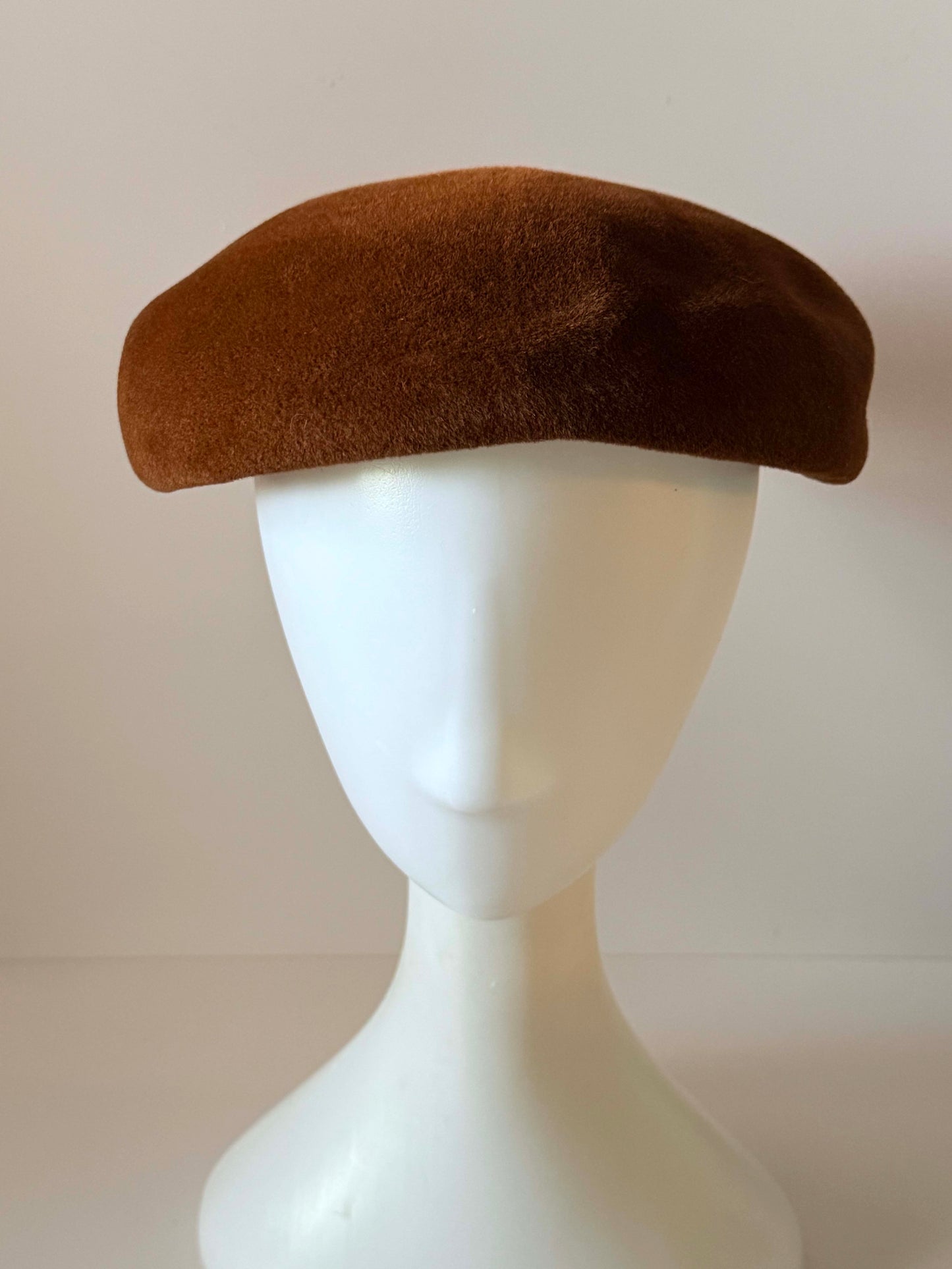 Vintage Barbisio Brown Beret Hat, Italian Fur Felt Tam, Cappellerie Barbisio Hat, Brown Wool Felt Beret, Designer Vintage Hat