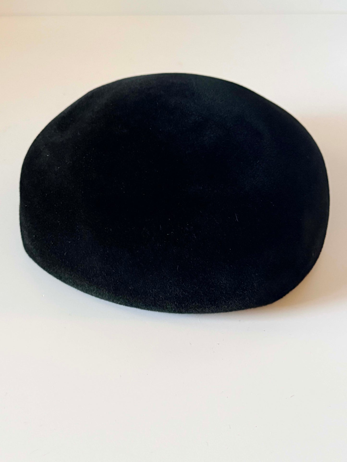 Vintage 1950s Barbisio Black Tam Hat, Italian Fur Felt Hat, Mid Century Cocktail Hat, Women's Designer Vintage Hat