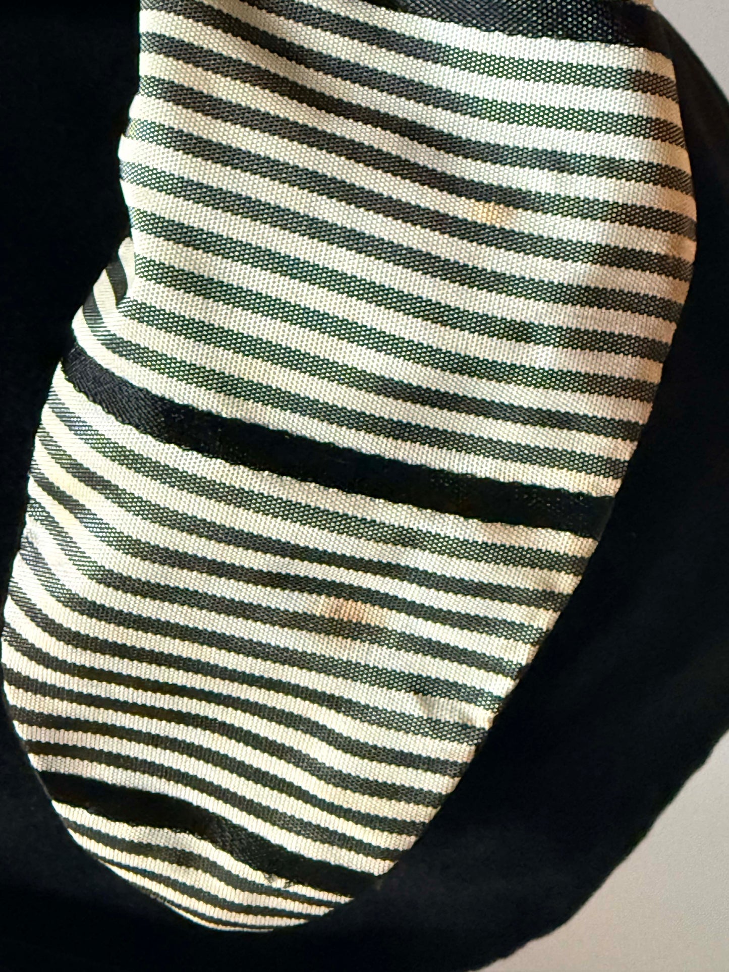 Vintage Black Velvet Cloche Hat, 1950s Cocktail Hat, Six Star Velour Hat, Striped Bow Hat, Retro Women's Dress Hat