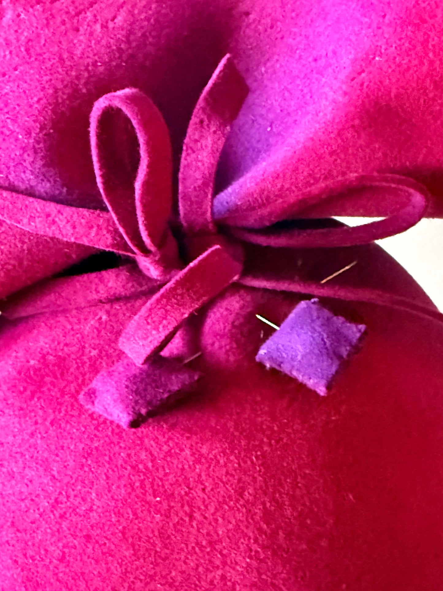 Vintage 1960s Grant Millinery St. Louis Plum Felt Percher Hat | Designer Wool Cocktail Hat | Mid Century Sculptural Fascinator | Women's Vintage Hat