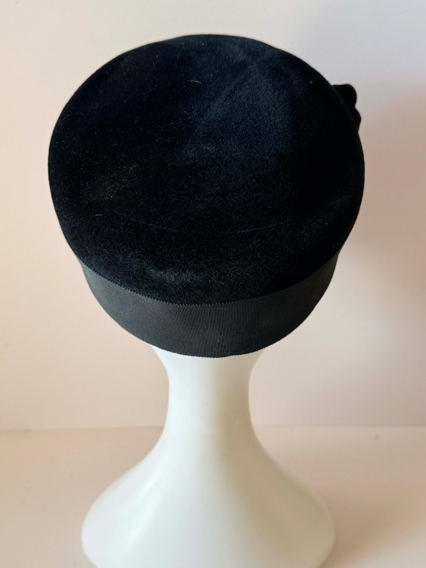 Jacomet Black Velvet Pillbox Hat | Vintage French Designer Hat | Made in France Cocktail Hat | Classic Millinery