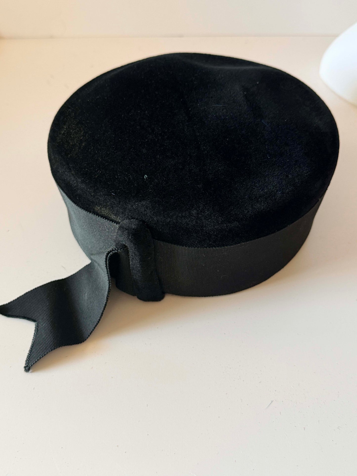 Jacomet Black Velvet Pillbox Hat | Vintage French Designer Hat | Made in France Cocktail Hat | Classic Millinery