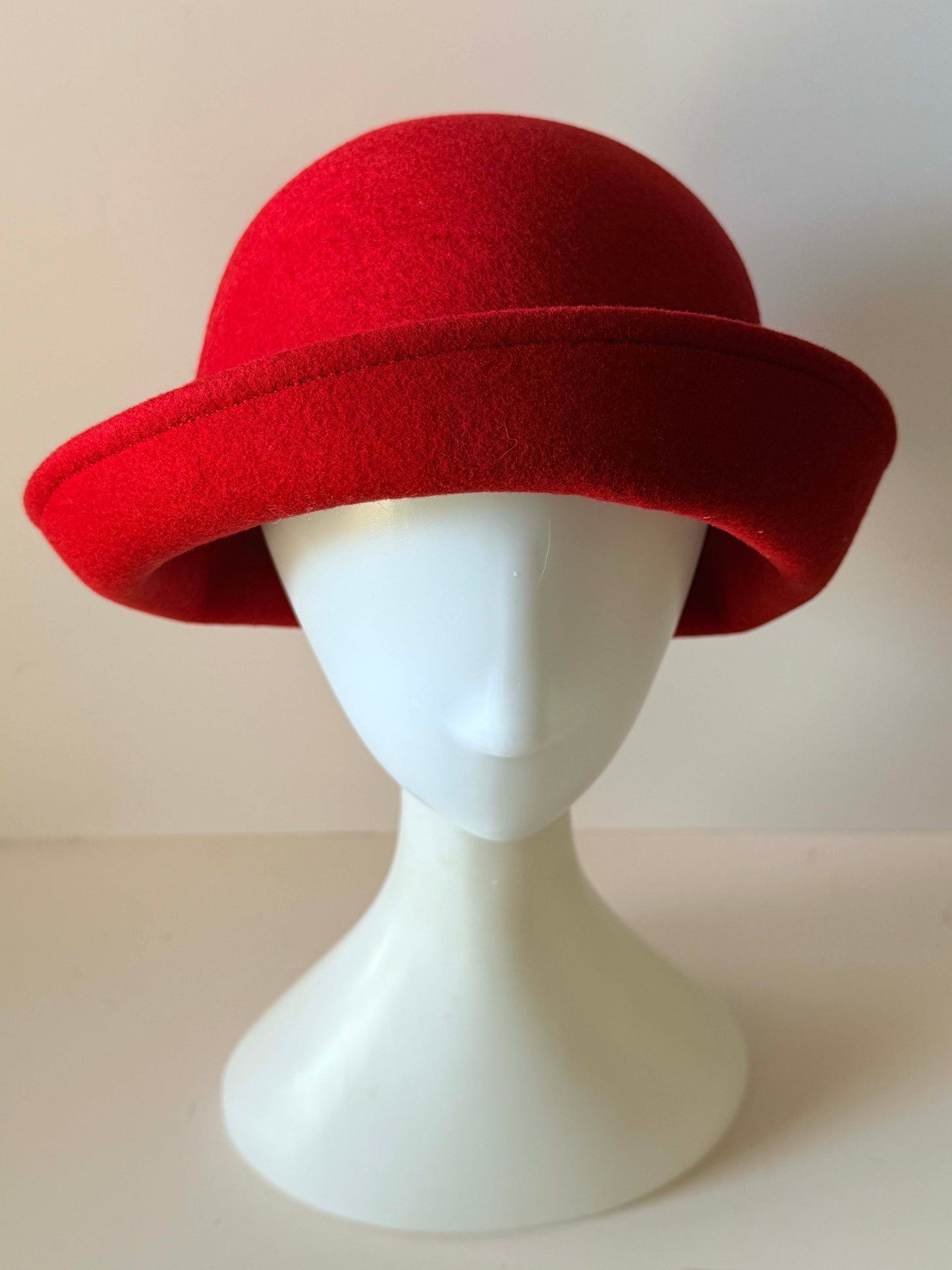 Vintage Toucan Collection Red Hat | Wool Felt Roll Brim Hat | Classic Designer Winter Hat | Women's Vintage Millinery