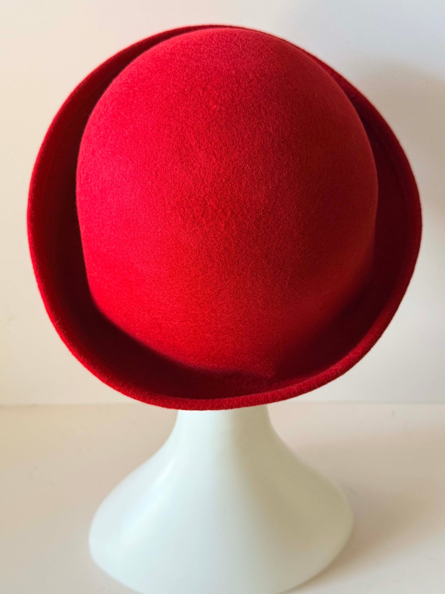 Vintage Toucan Collection Red Hat | Wool Felt Roll Brim Hat | Classic Designer Winter Hat | Women's Vintage Millinery