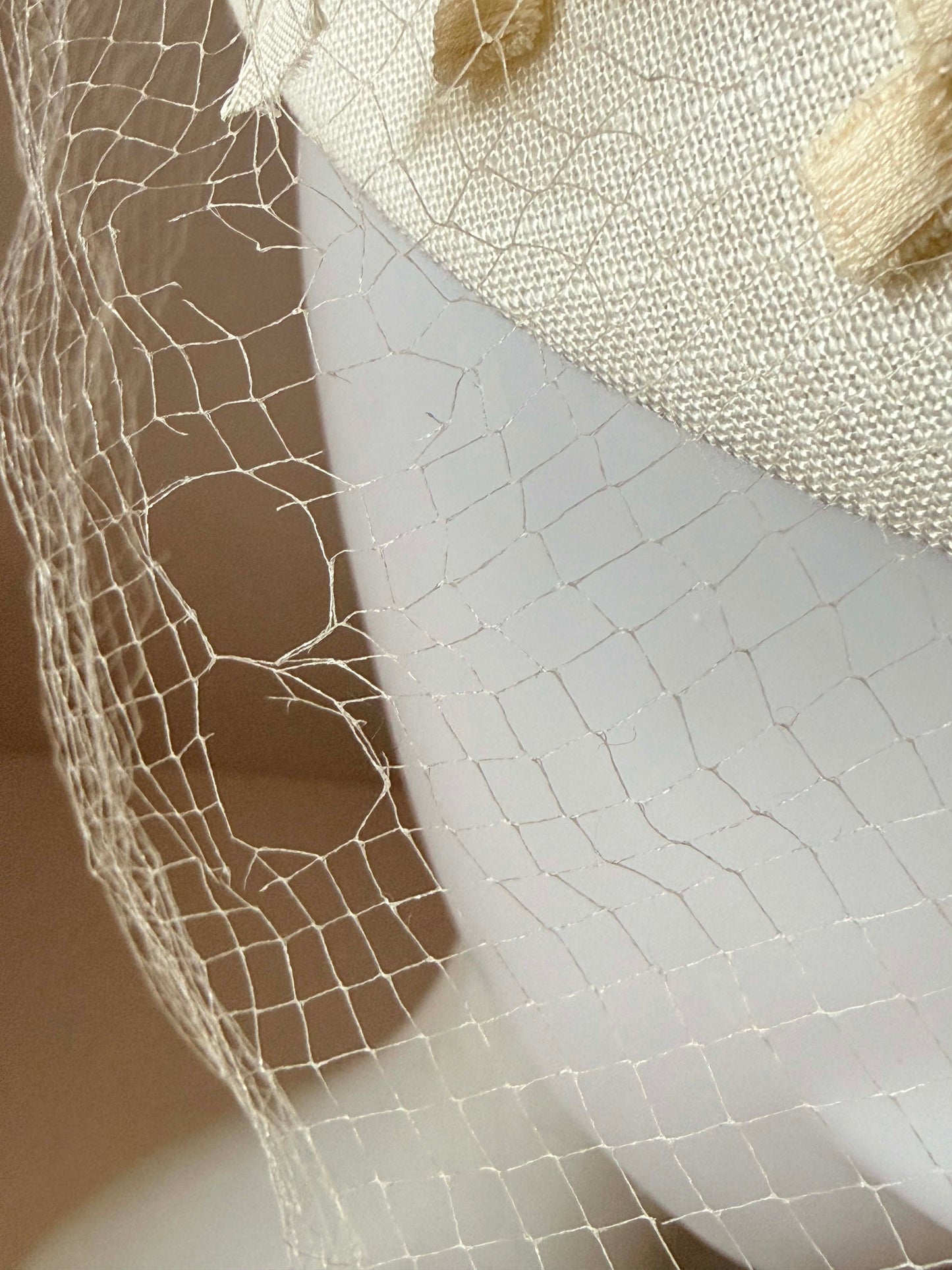 Vintage Evelyn Varon Ivory Veiled Halo Hat | 1960s Bridal Cocktail Hat | Birdcage Veil Fascinator | Mid Century Wedding Hat