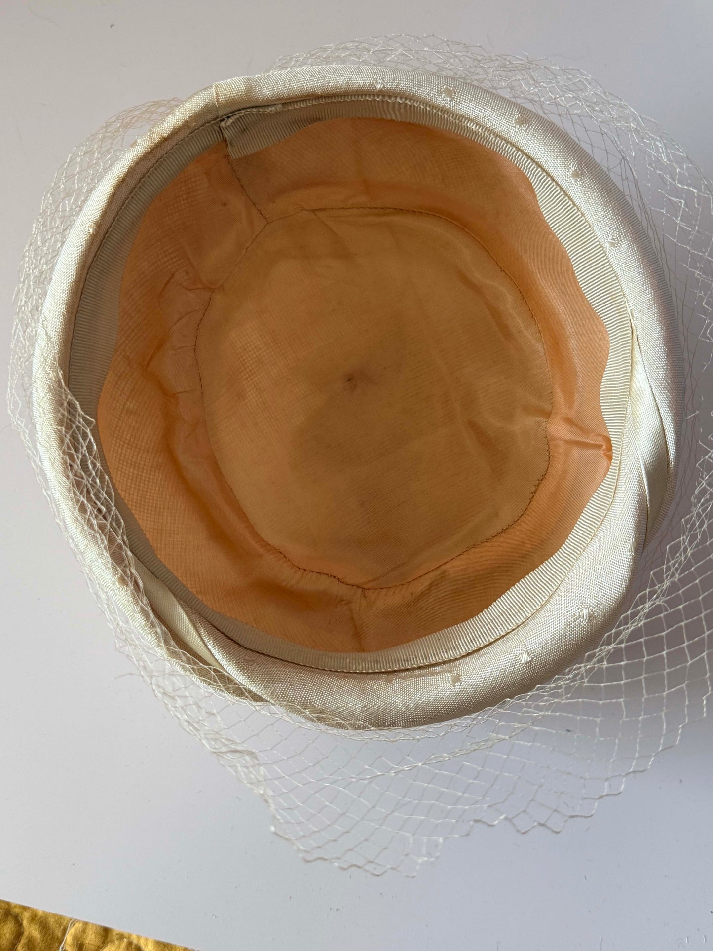 Vintage Ivory Veiled Pillbox Hat | 1960s Swiss Dot Cocktail Hat | Bridal Fascinator | Mid Century Wedding Hat