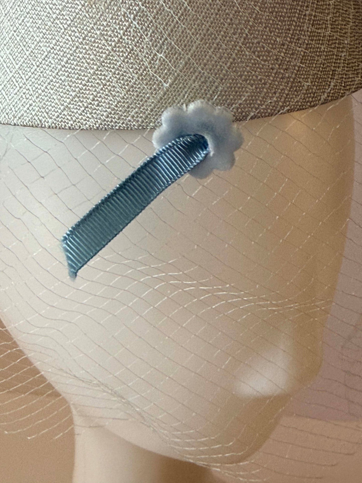 Vintage Baby Blue Halo Hat with Veil – 1950s 1960s Fascinator Style – Mid Century Bridal or Occasion Hat
