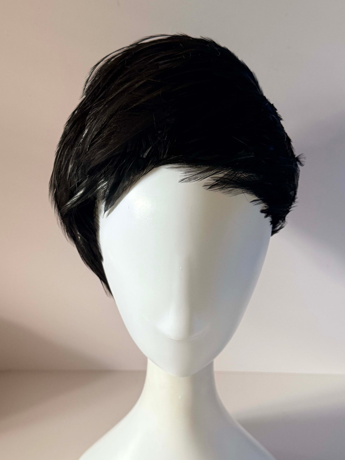 Vintage Christian Dior Feather Hat | Black Designer Cocktail Pillbox | Paris New York Chapeaux | 1960s Couture Millinery