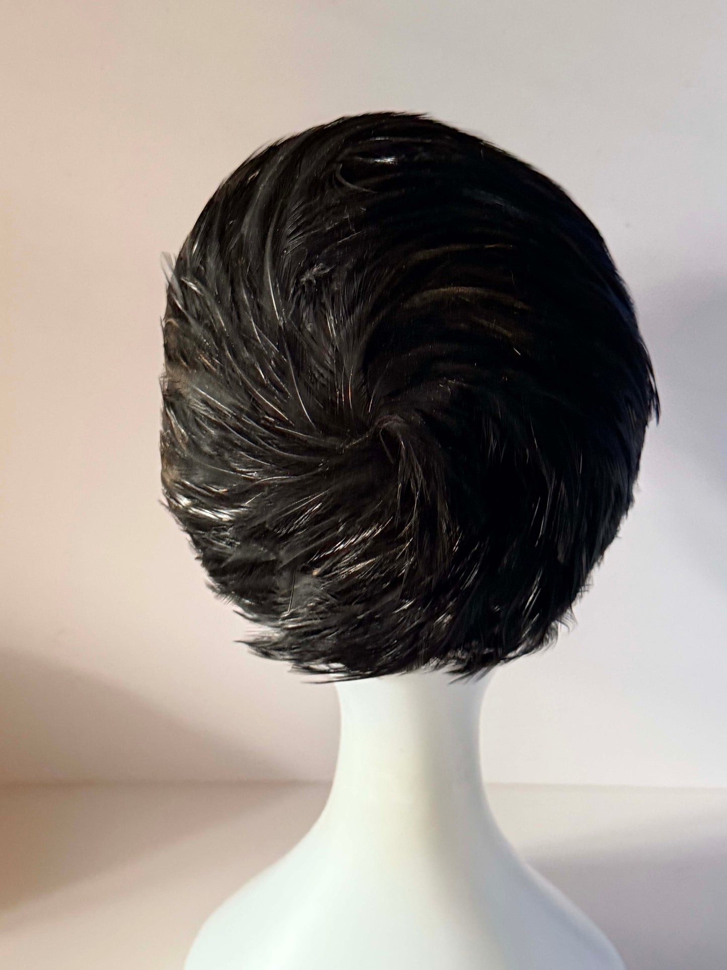 Vintage Christian Dior Feather Hat | Black Designer Cocktail Pillbox | Paris New York Chapeaux | 1960s Couture Millinery