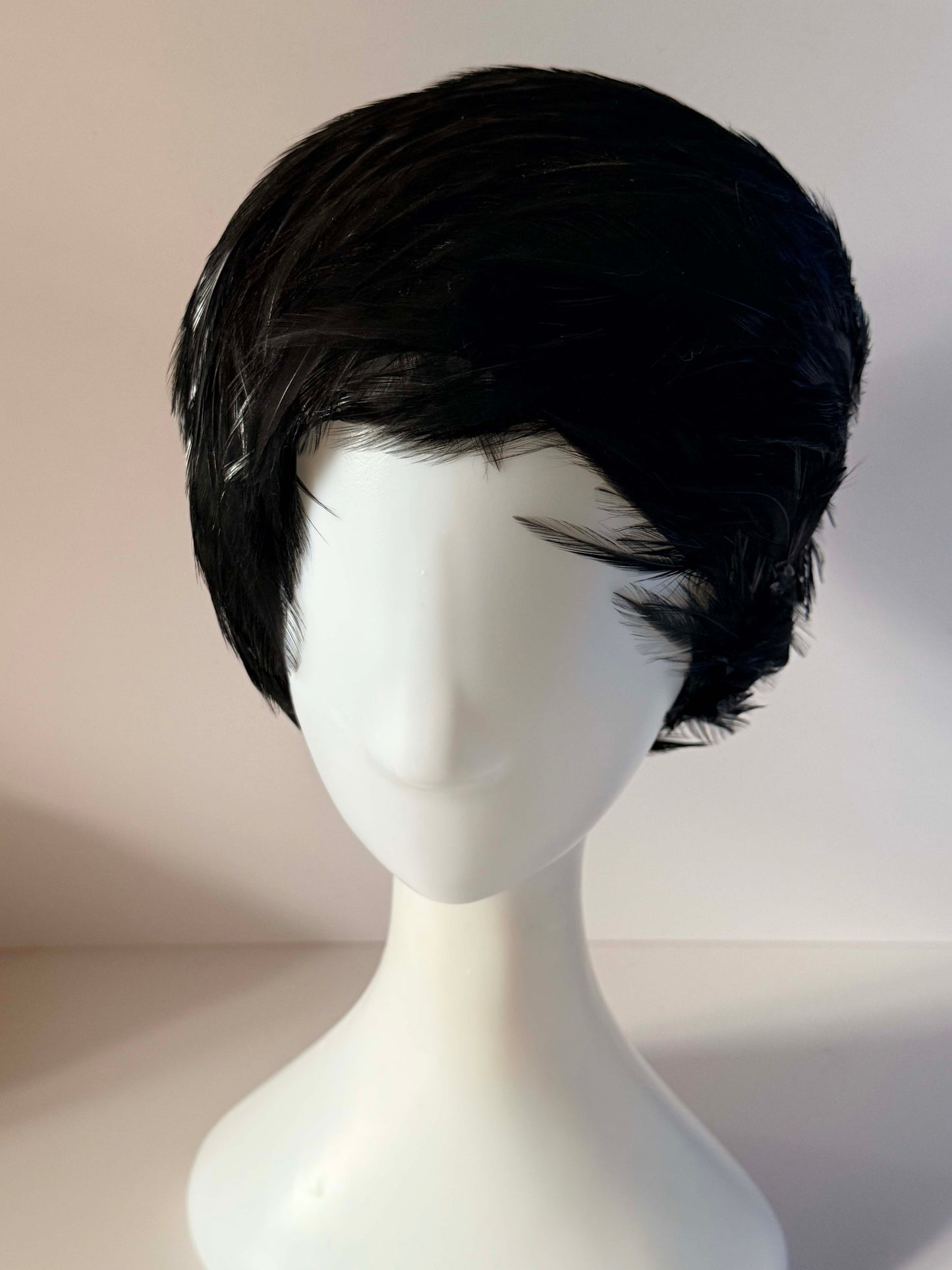 Vintage Christian Dior Feather Hat | Black Designer Cocktail Pillbox | Paris New York Chapeaux | 1960s Couture Millinery
