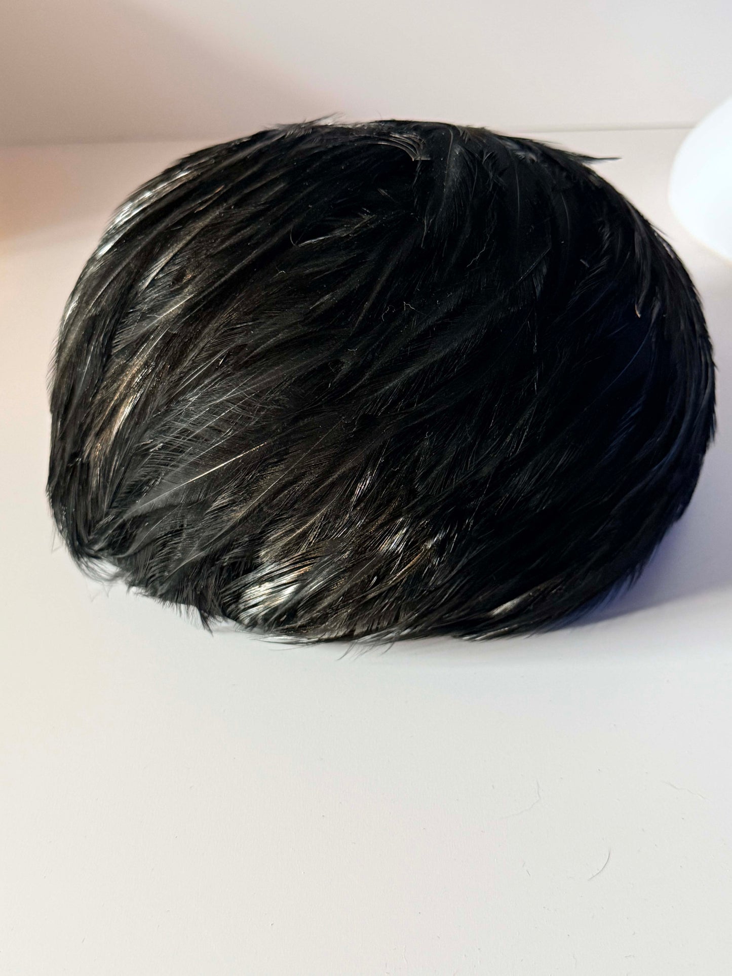 Vintage Christian Dior Feather Hat | Black Designer Cocktail Pillbox | Paris New York Chapeaux | 1960s Couture Millinery
