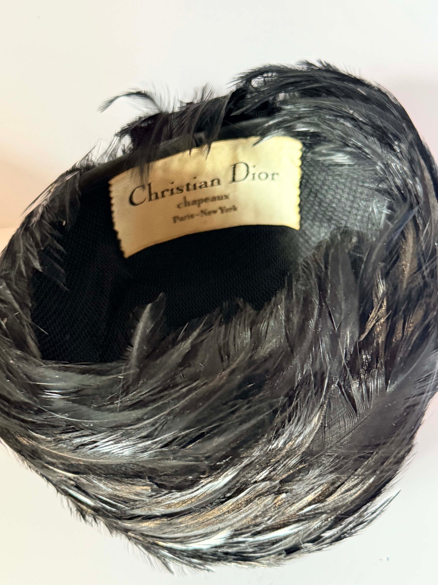 Vintage Christian Dior Feather Hat | Black Designer Cocktail Pillbox | Paris New York Chapeaux | 1960s Couture Millinery