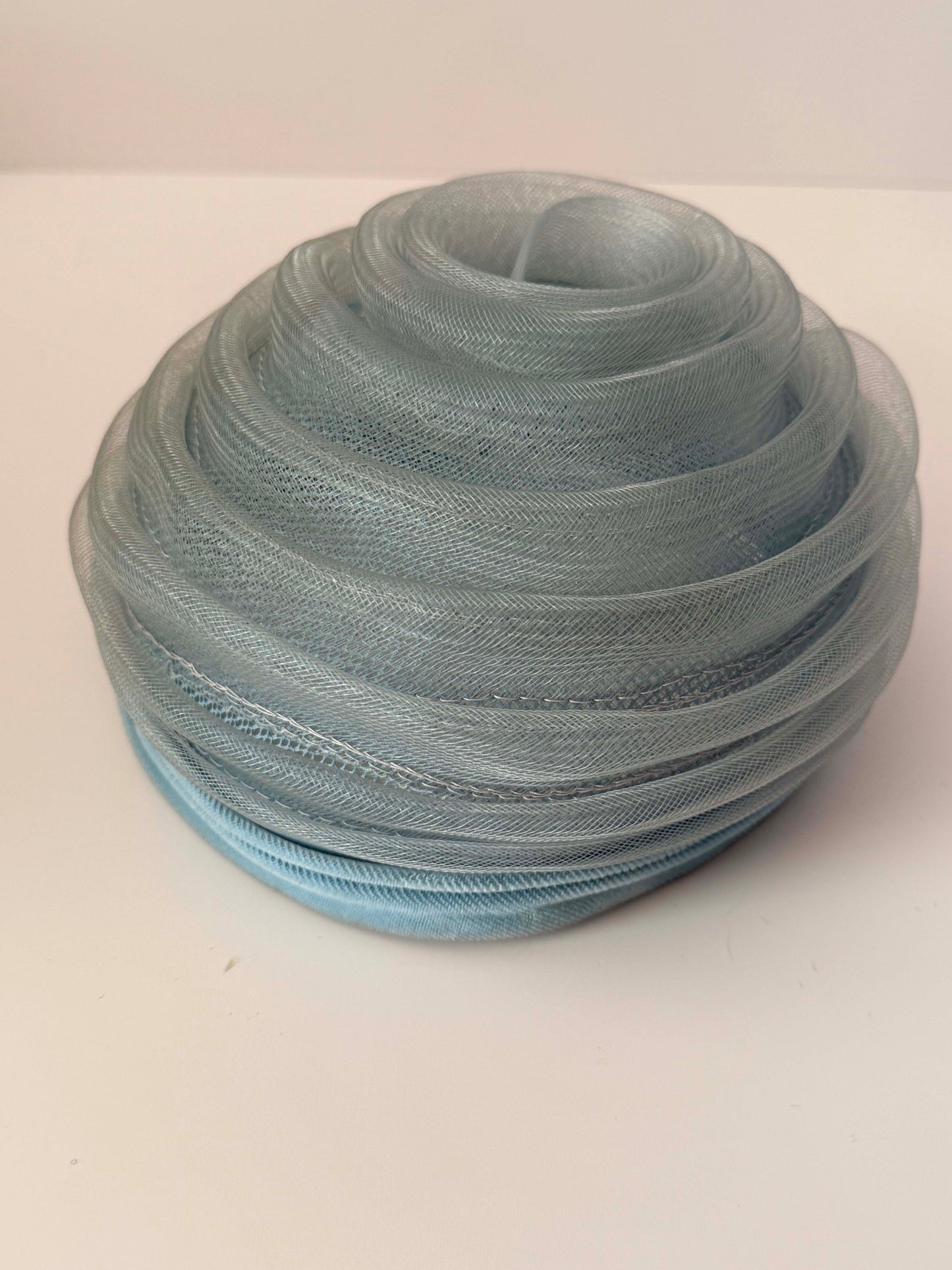 1950s Vintage Powder Blue Horsehair Hat | Sculpted Layered Swirl Crown | Mid Century Women's Cocktail Hat