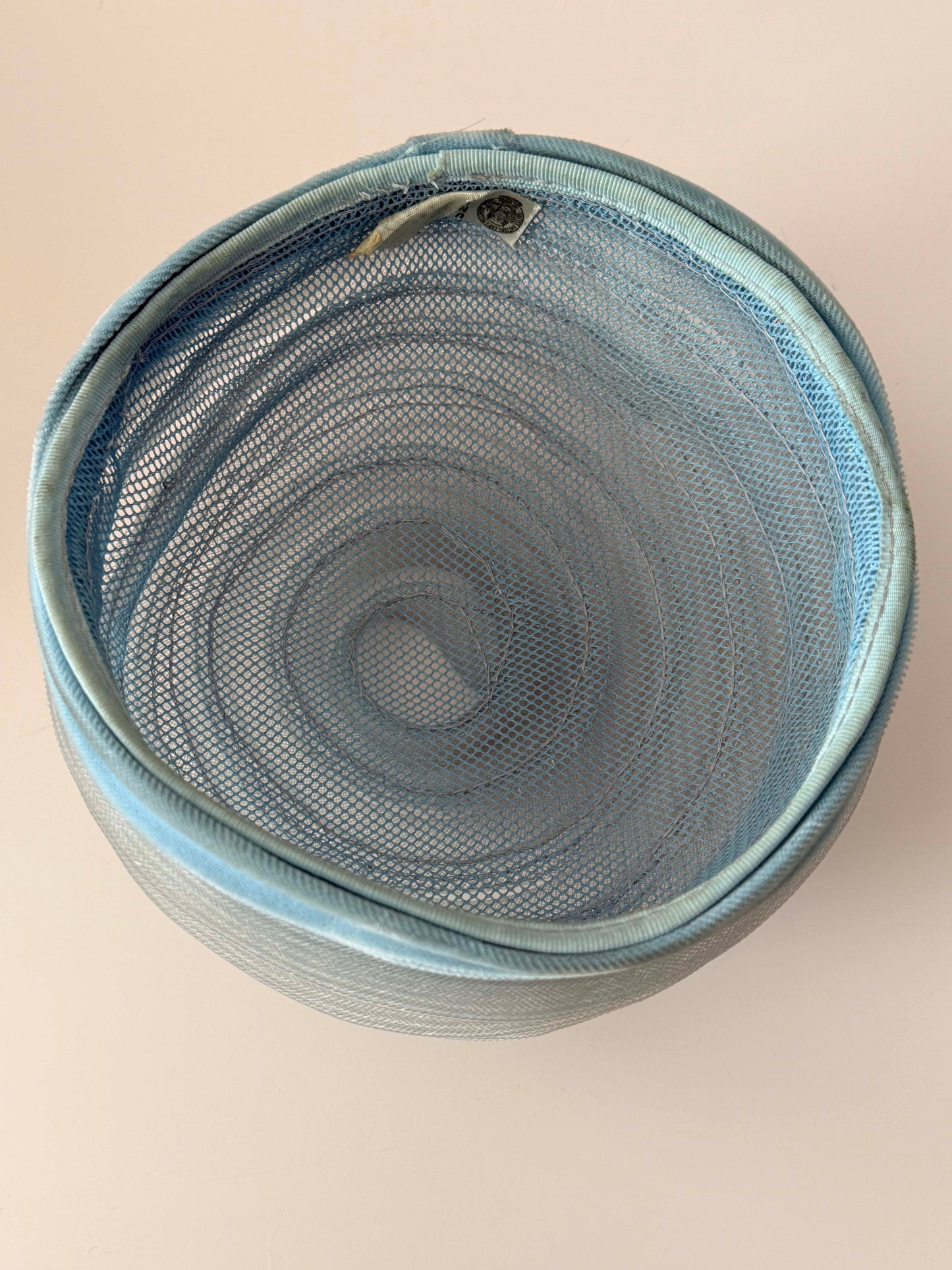 1950s Vintage Powder Blue Horsehair Hat | Sculpted Layered Swirl Crown | Mid Century Women's Cocktail Hat