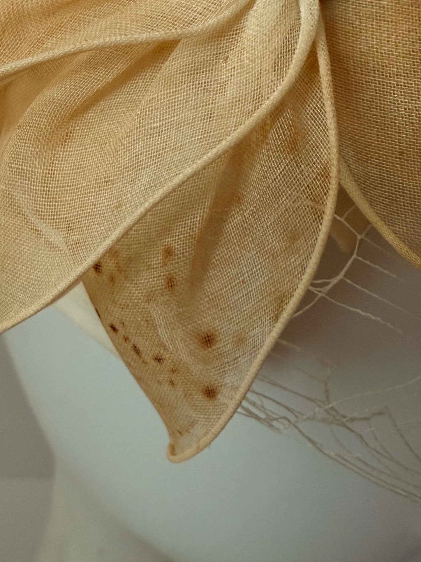 Vintage 1950s Ivory Veiled Hat Sculptural Organdy Bows Bridal Wedding Cocktail Half Hat