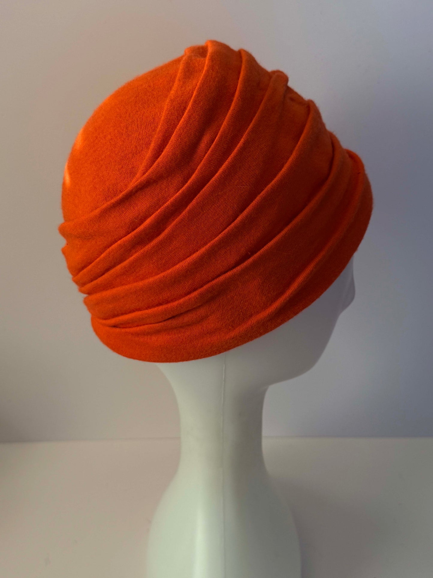 1960s Vintage Burnt Orange Turban Hat | Draped Mod Cocktail Hat | Mid Century Women's Millinery