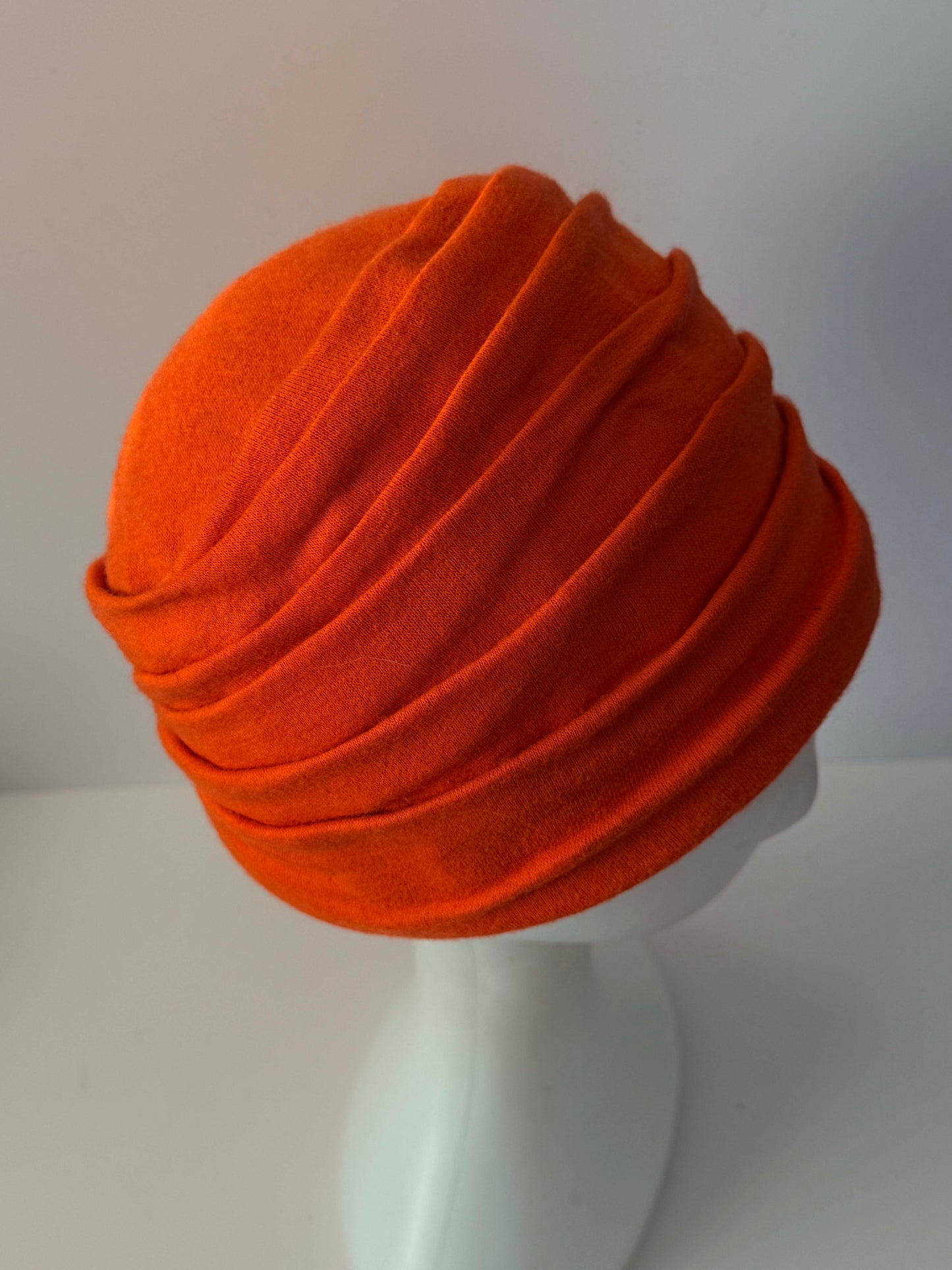 1960s Vintage Burnt Orange Turban Hat | Draped Mod Cocktail Hat | Mid Century Women's Millinery