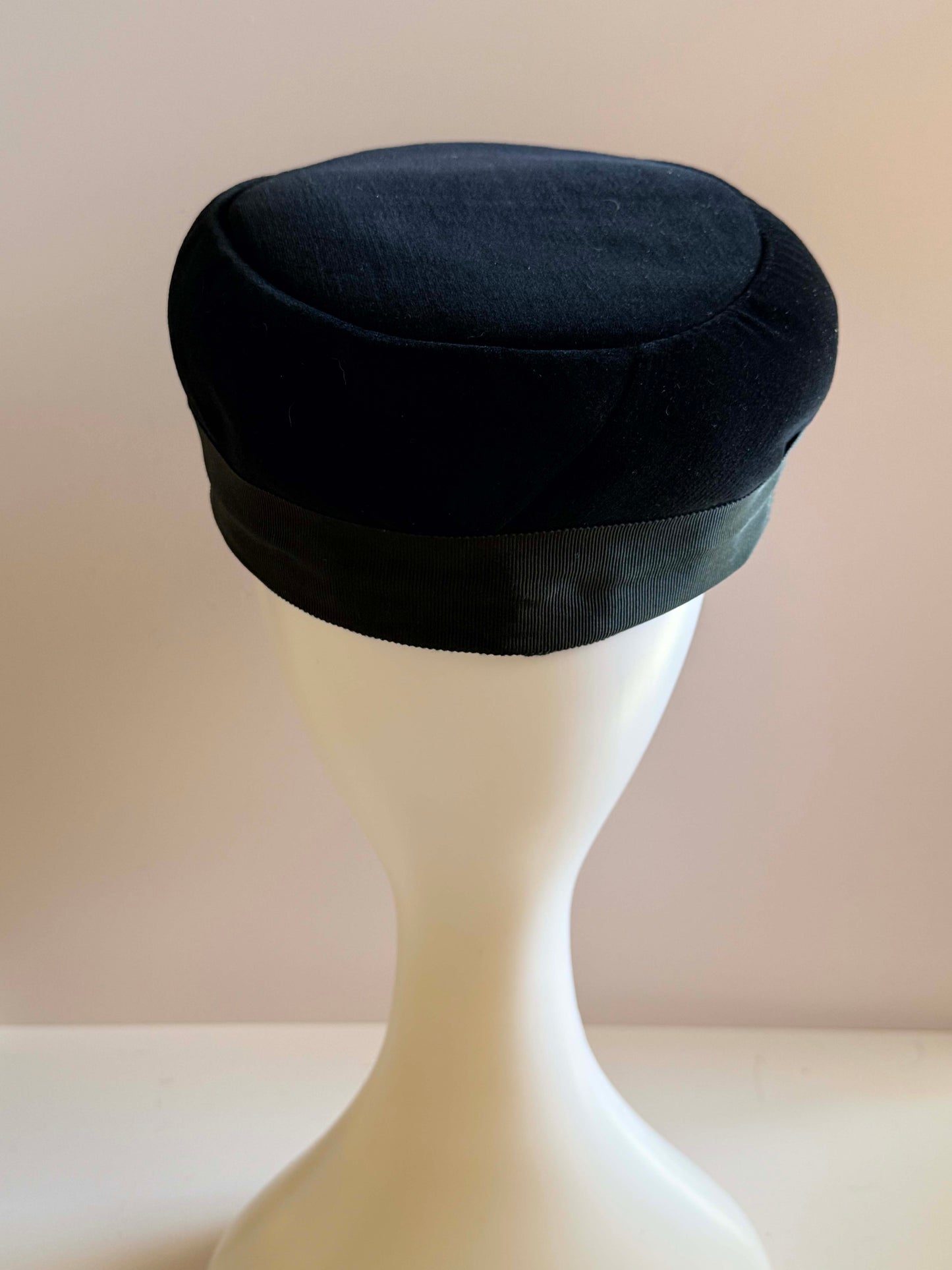 Vintage 1960s Black Velvet Newsboy Hat Military Cap Mod Gold Button Baker Boy Hat Structured Mid Century Cap