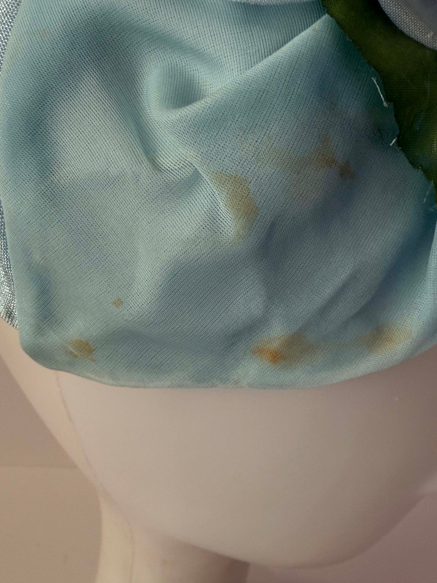 1950s Vintage Blue Floral Half Hat | Large Silk Flower Fascinator | Mid Century Garden Party Wedding Hat