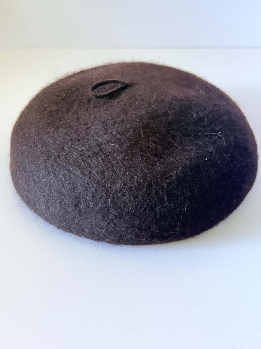 Vintage 1960s Dark Brown Wool Beret Hat Structured French Style Women's Mod Mid Century Millinery