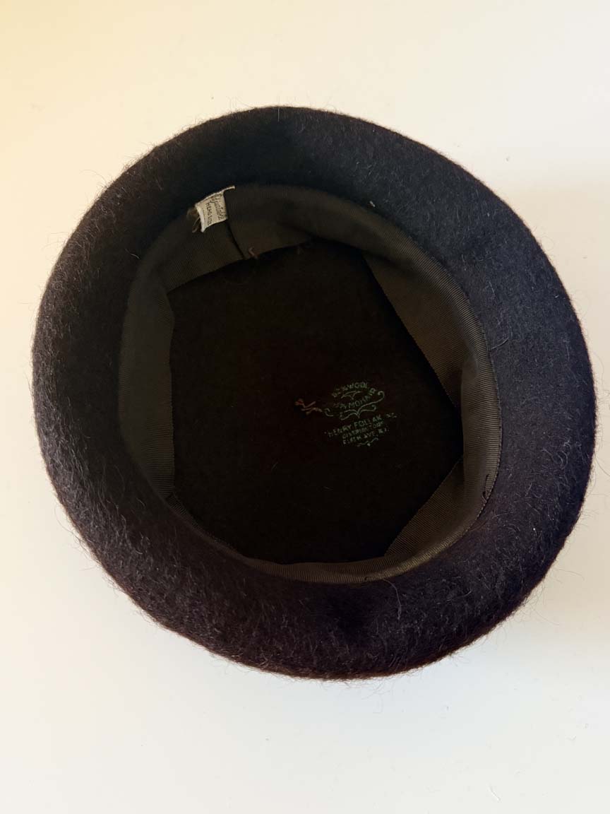Vintage 1960s Dark Brown Wool Beret Hat Structured French Style Women's Mod Mid Century Millinery