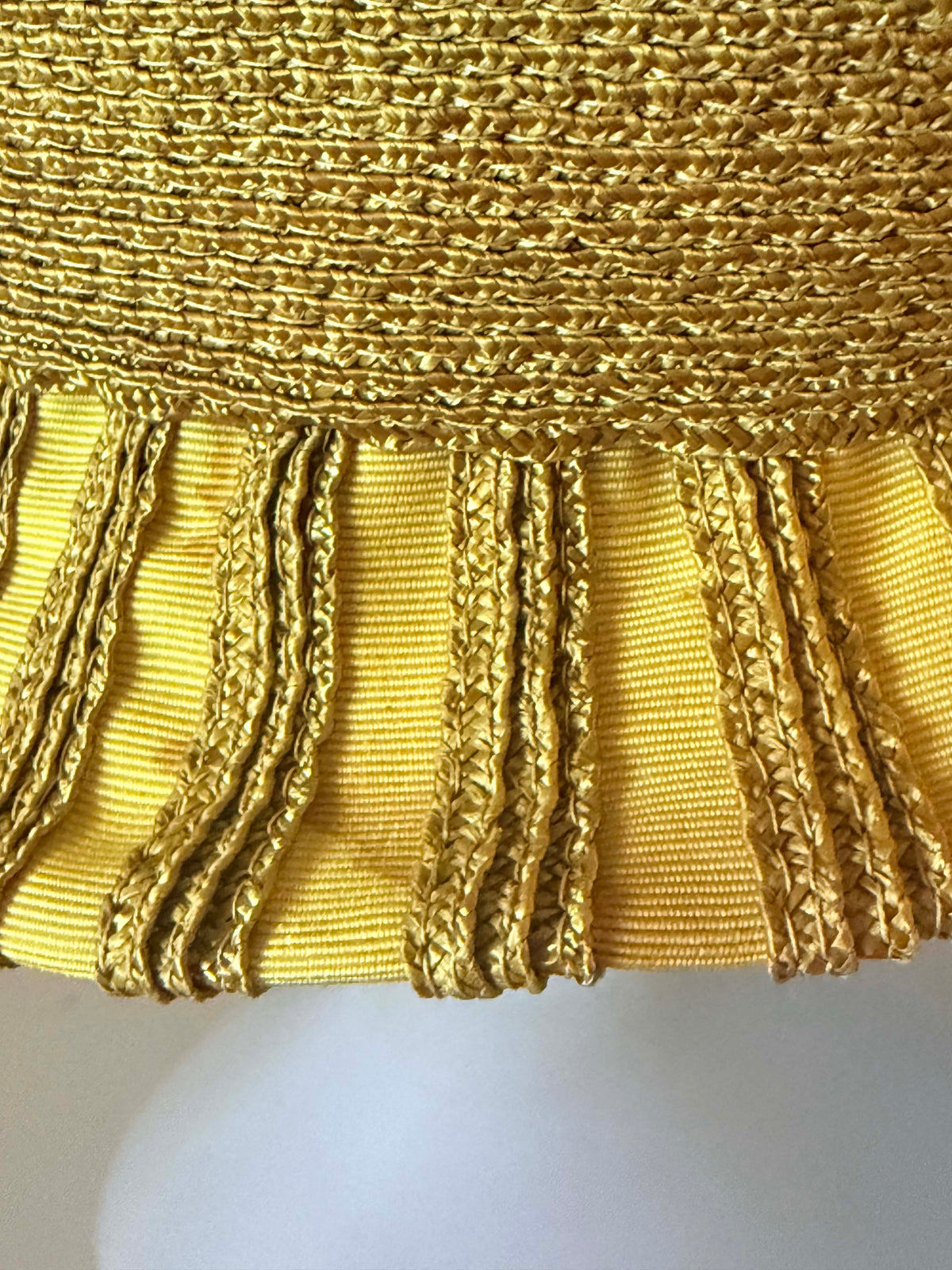 Vintage 1960s Robert Hyman Milwaukee Golden Straw Grosgrain Ribbon Hat Sculptural Bow Mid Century Women's Millinery