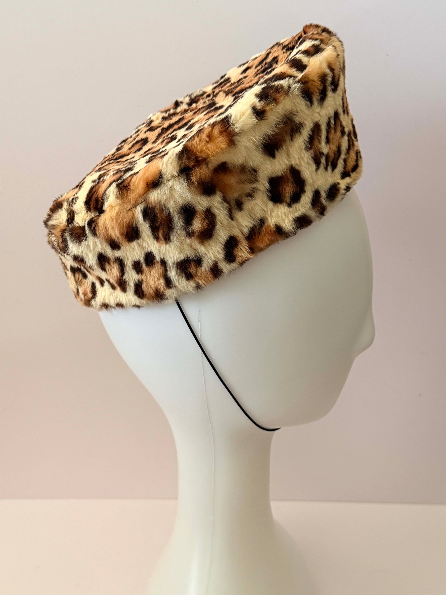 Vintage Leopard Faux Fur Hat & Muff Set – 1950s Style Winter Glamour Set Retro Animal Print Cold Weather Ensemble