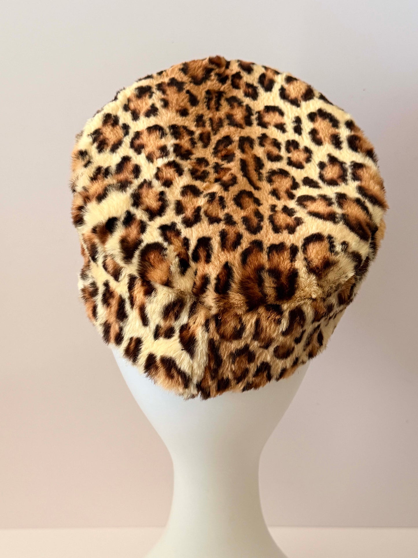 Vintage Leopard Faux Fur Hat & Muff Set – 1950s Style Winter Glamour Set Retro Animal Print Cold Weather Ensemble