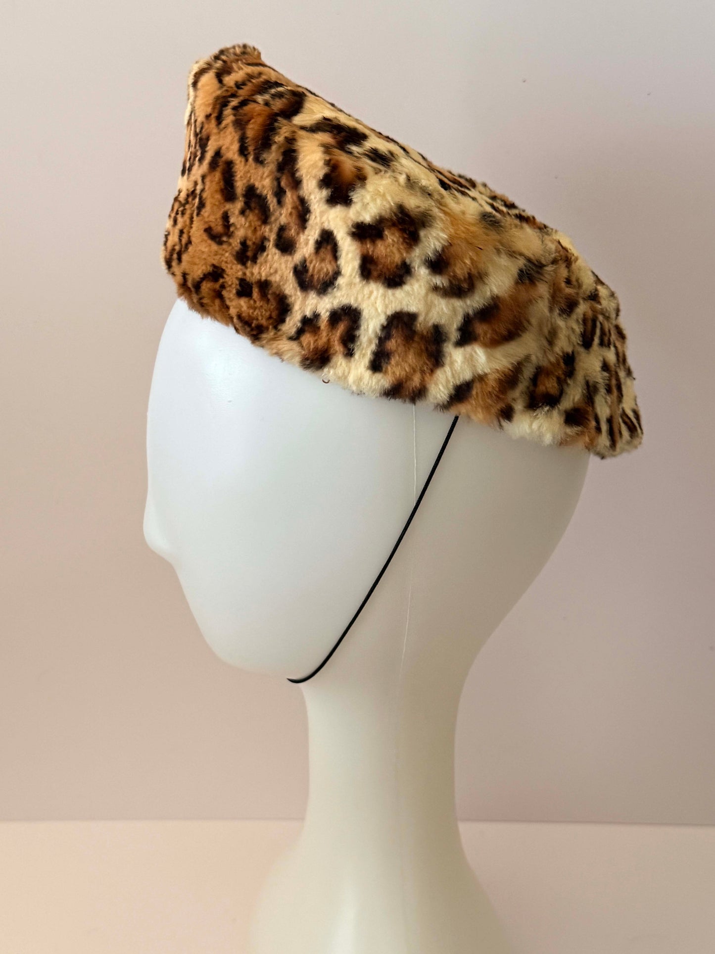 Vintage Leopard Faux Fur Hat & Muff Set – 1950s Style Winter Glamour Set Retro Animal Print Cold Weather Ensemble
