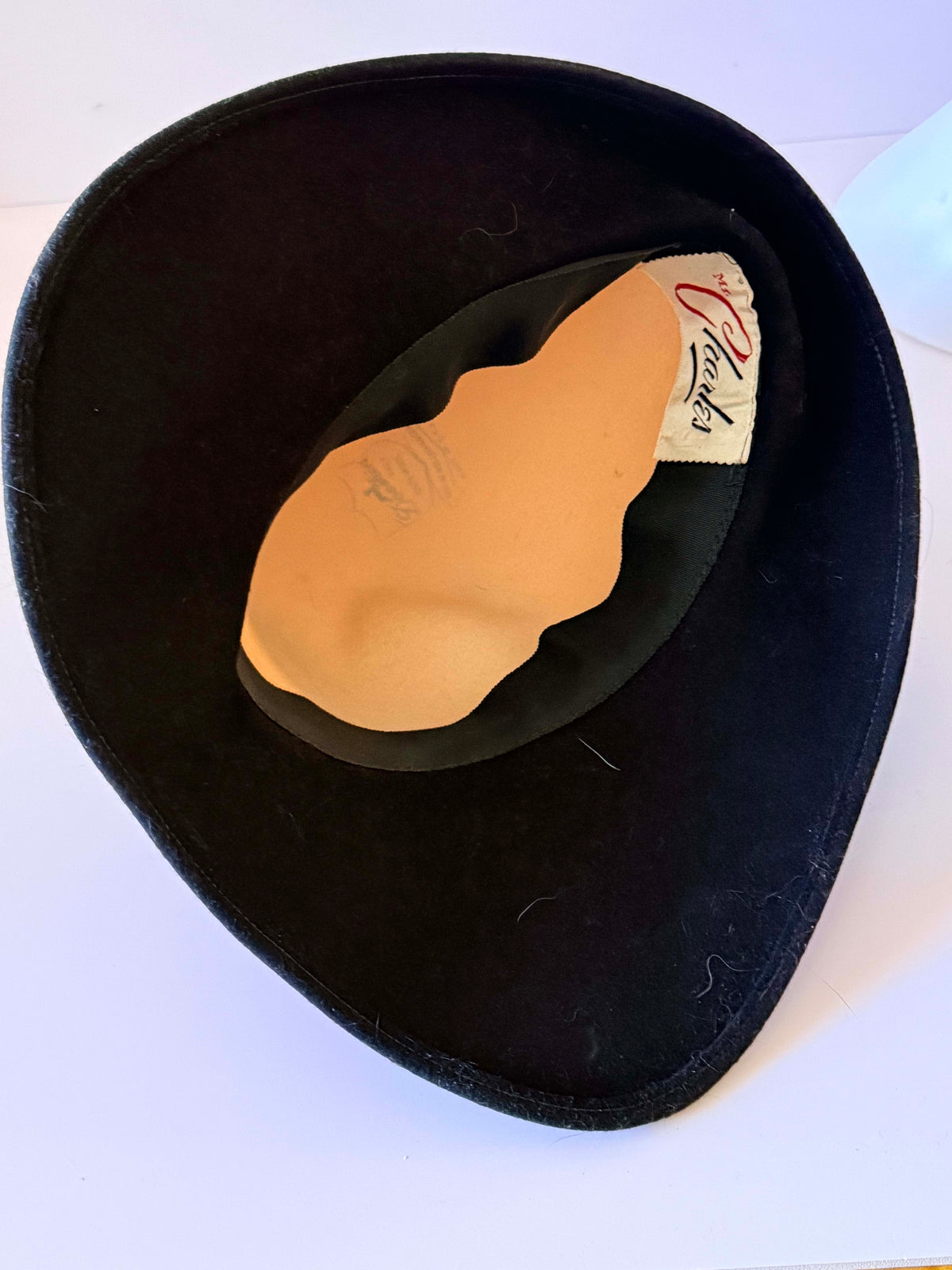 Vintage 1960s Mr Charles Black Wool Felt Wide Brim Hat Pheasant Feather Trim Designer Women's Statement Millinery