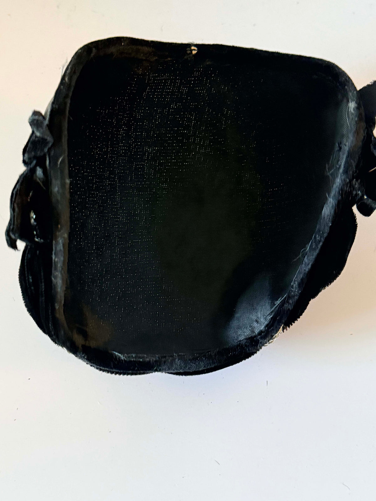 Vintage 1940s Black Straw Half Hat Black Velvet Silver Braid Red Rose Trim Women's WWII Era Vintage Millinery
