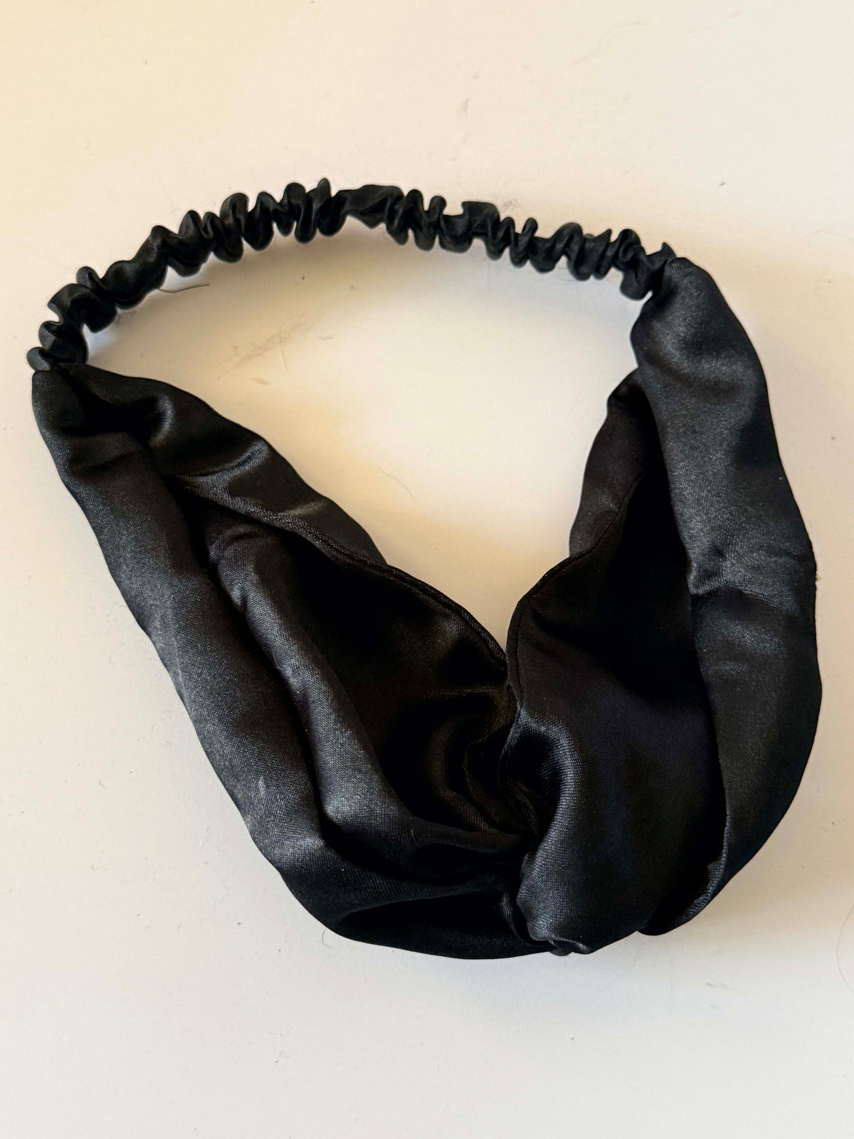 Vintage 1960s Black Satin Bandeau Headband Gold Beaded Leaf Rhinestone Women's Evening Cocktail Hair Accessory Headpiece