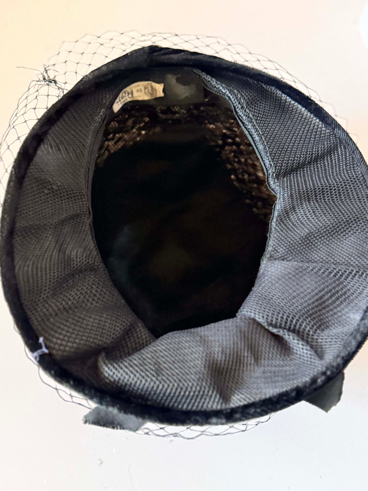 Vintage 1950s Black Velvet Tweed Cloche Hat Black Veil Bow Women's Mid Century Cocktail Church Millinery