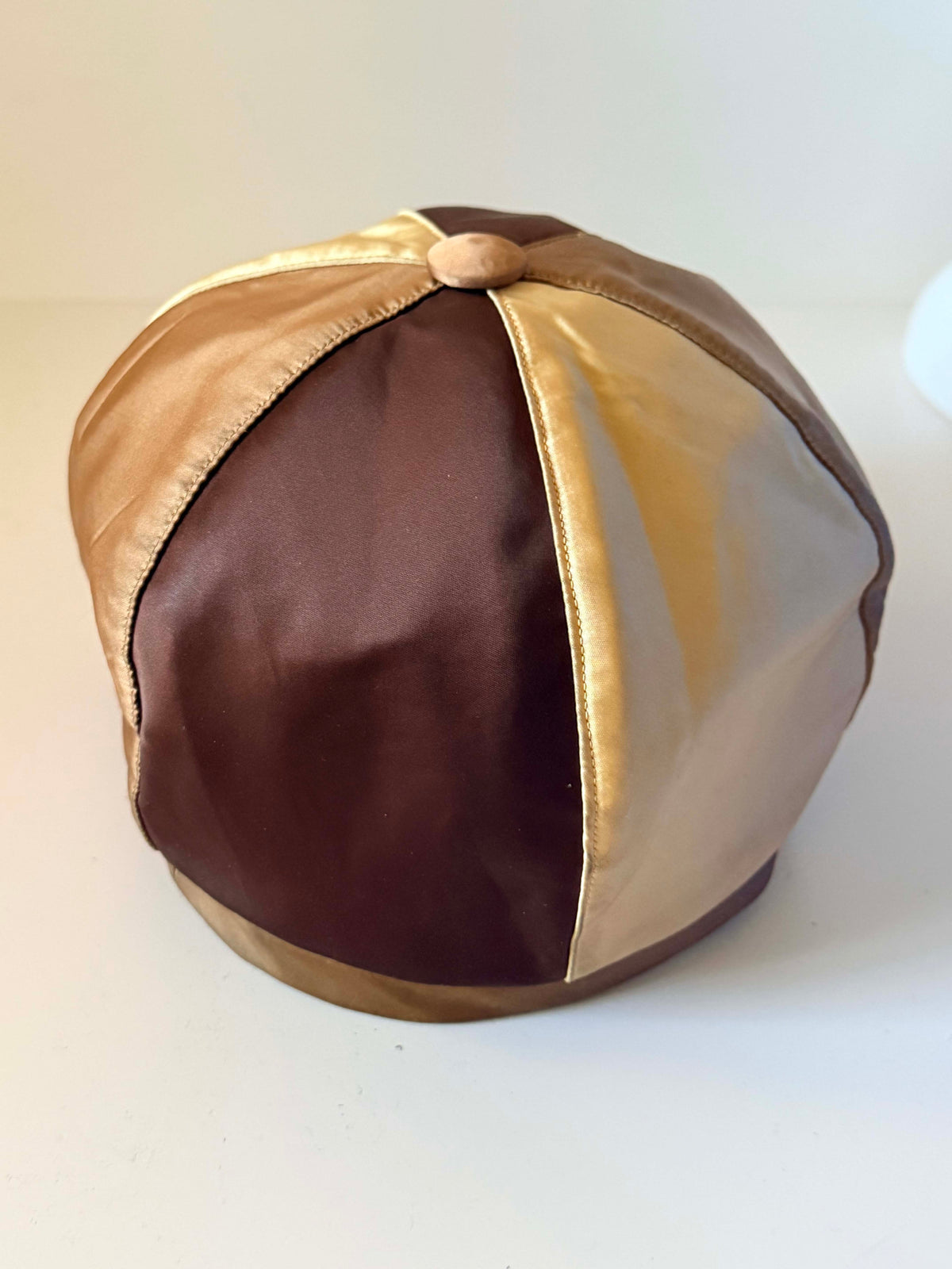 Vintage 1960s Dachettes by Lilly Dache Champagne Mocha Satin Panel Hat Women's Mod Designer Cocktail Hat Mid Century Millinery
