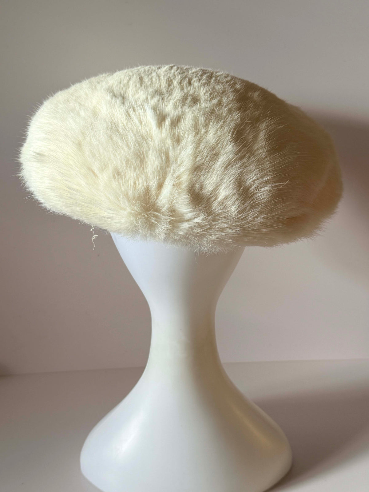 Vintage 1960s Brentshire Ivory Fur Picture Hat | Rhinestone Poodle Hat | Mod Vintage Statement Hat