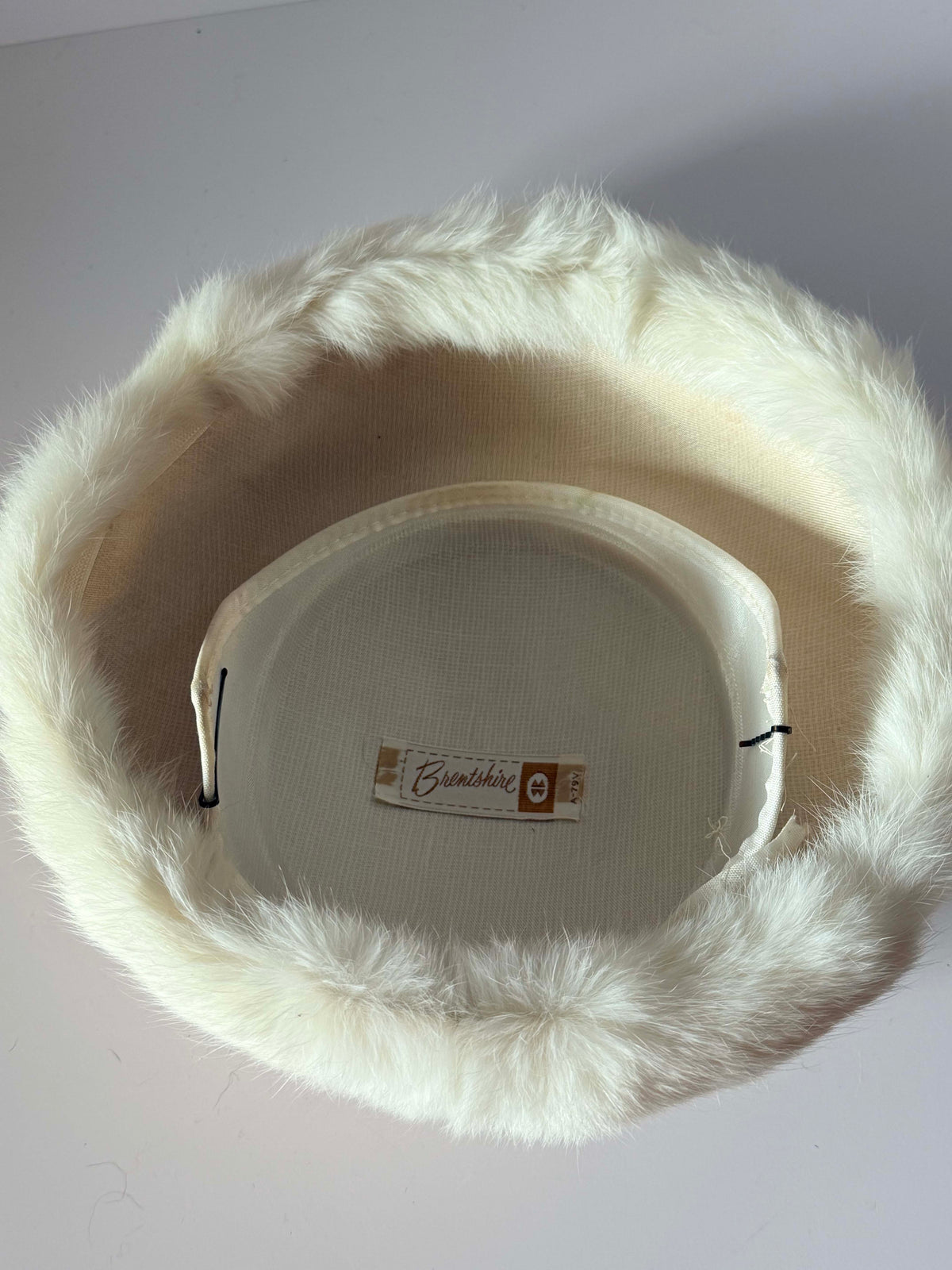 Vintage 1960s Brentshire Ivory Fur Picture Hat | Rhinestone Poodle Hat | Mod Vintage Statement Hat