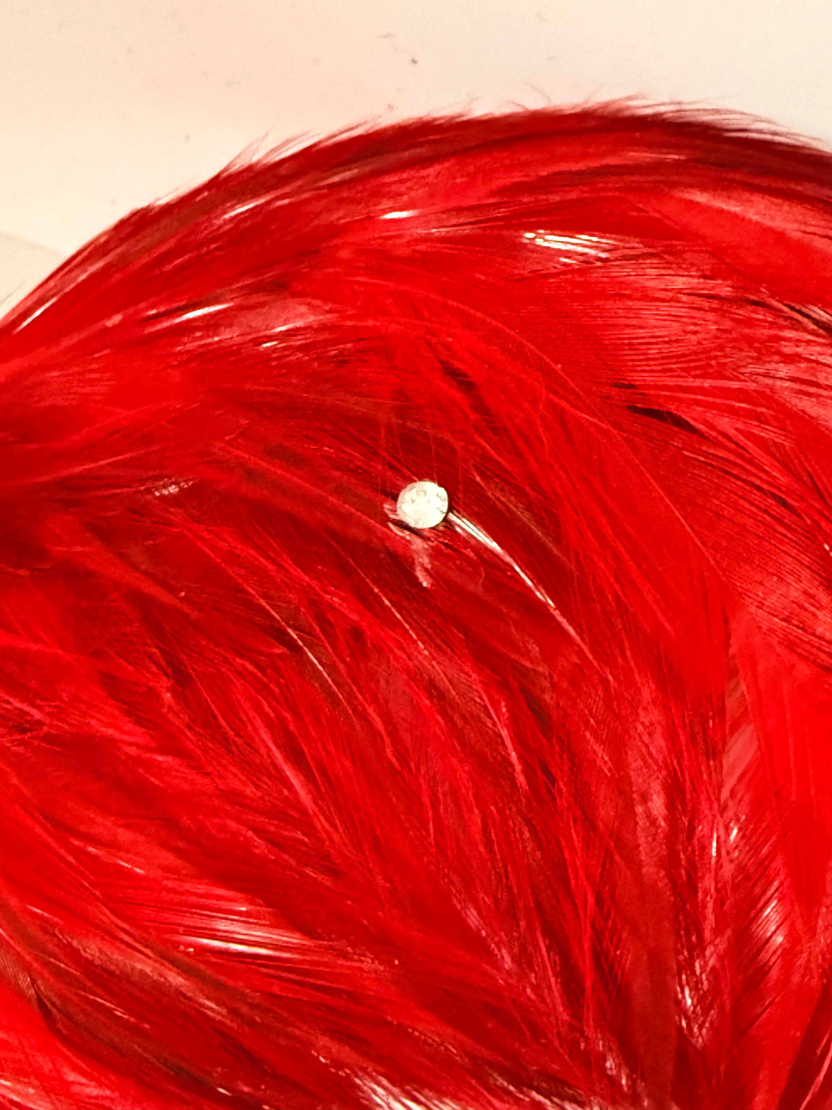 Vintage 1950s Red Feather Half Hat | Sculptural Cocktail Hat | Mid Century Statement Millinery