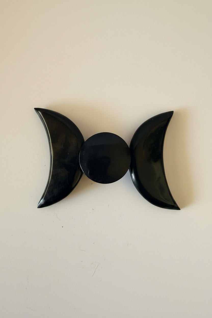 1940s–1950s Vintage Black Bakelite Belt Buckle – Sculptural Crescent & Disc Art Deco Revival Clasp