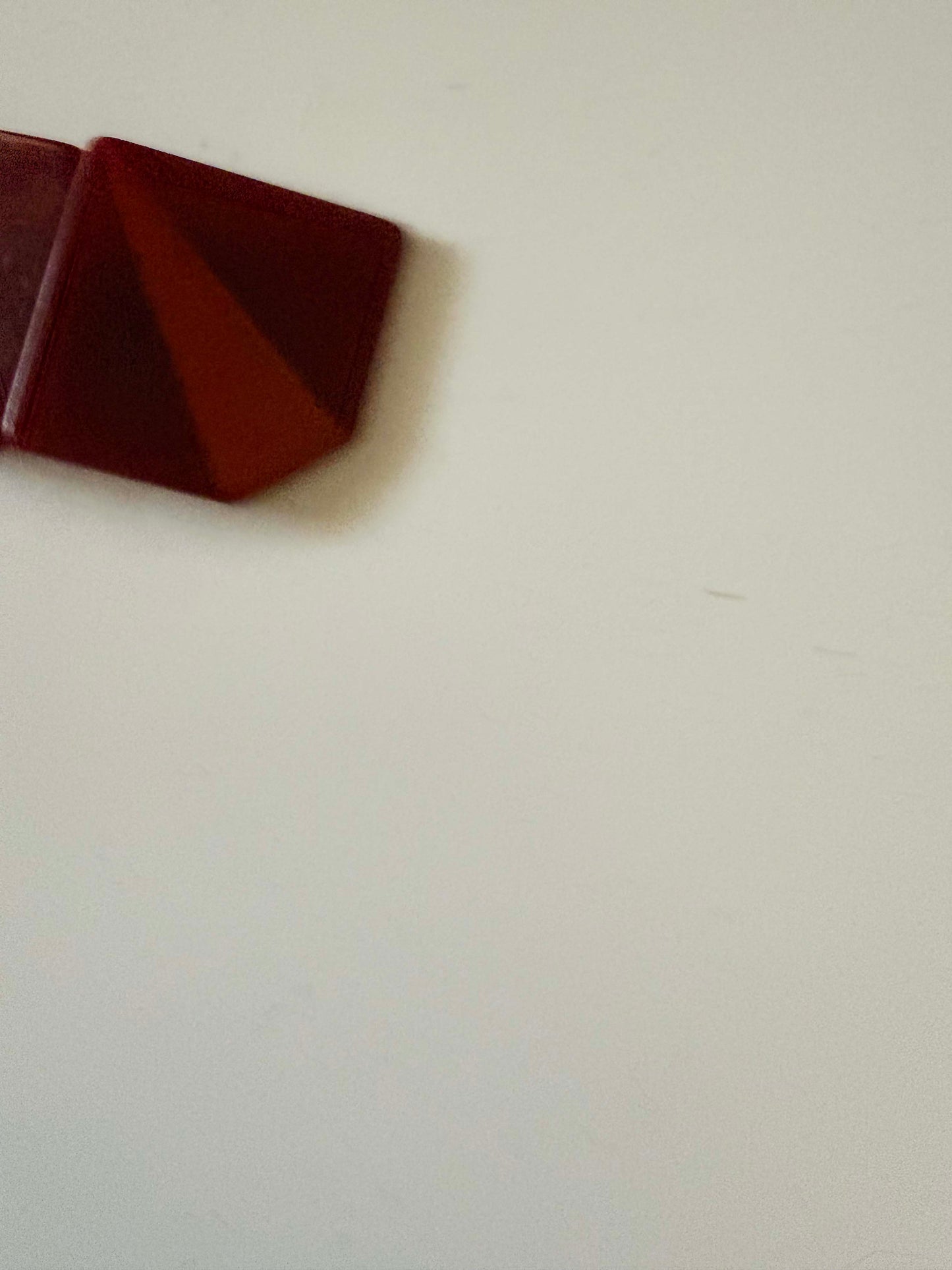 1940s–1950s Vintage Two Tone Red Bakelite Belt Buckle – Geometric Faceted Art Deco Revival Clasp – Sculptural Mid Century Statement Accessory