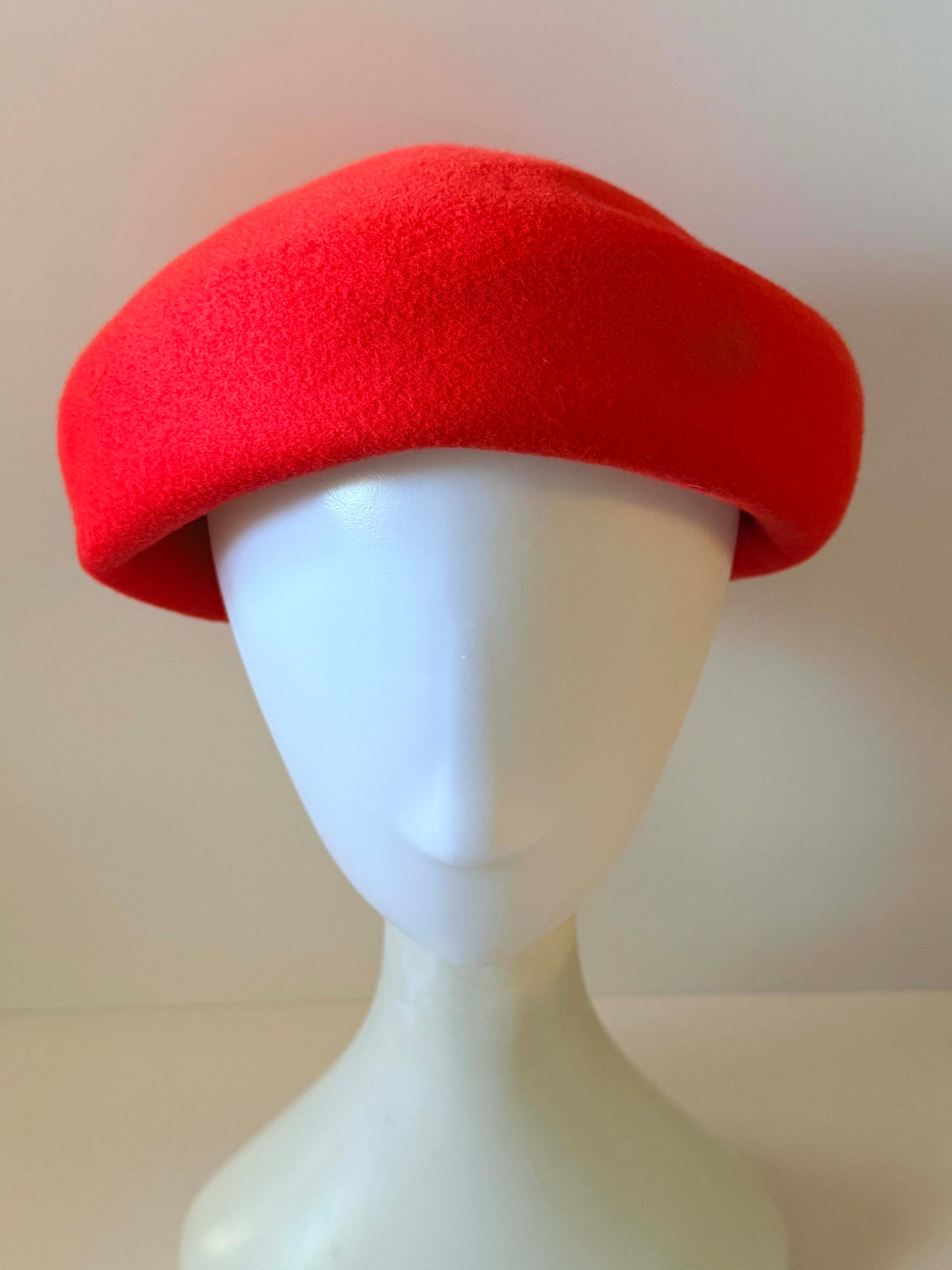 Vintage 1960s Evelyn Varon Red Hat | Mod Sculpted Wool Felt Brim Hat | Mid Century Women's Hat
